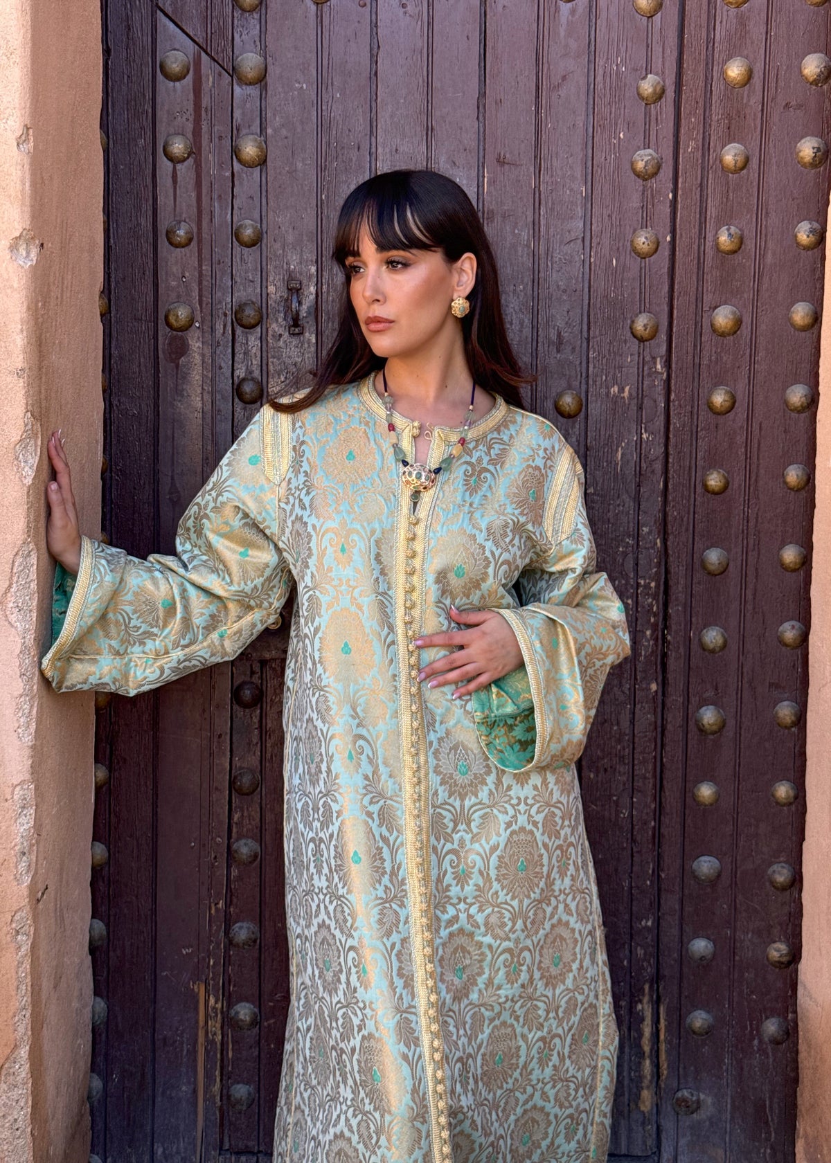 Zakiya Silk Brocade Kaftan by Moroccan Touch