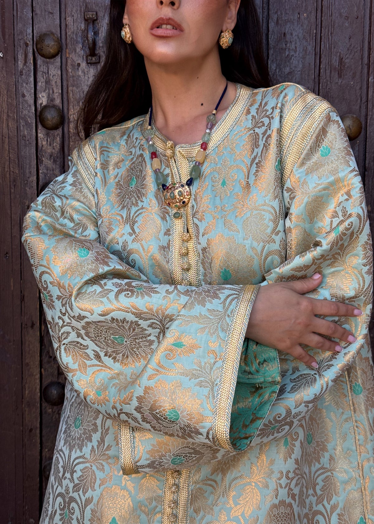Zakiya Silk Brocade Kaftan by Moroccan Touch