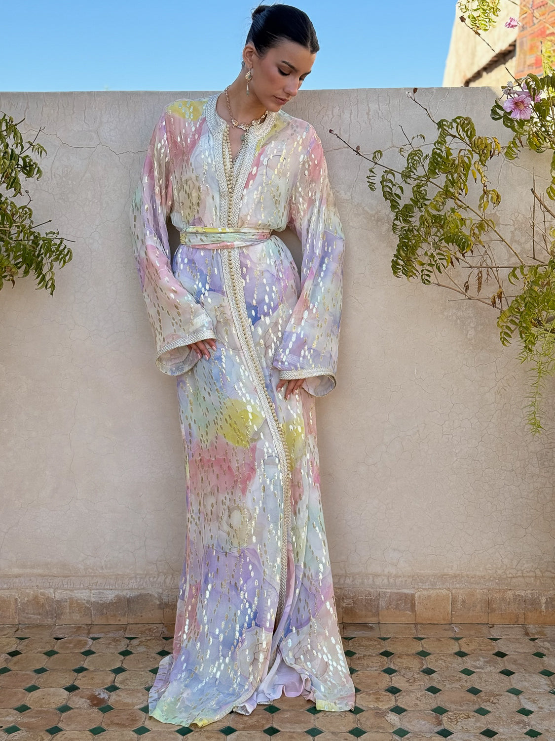 BAHIRA 2-PIECE SILK KAFTAN