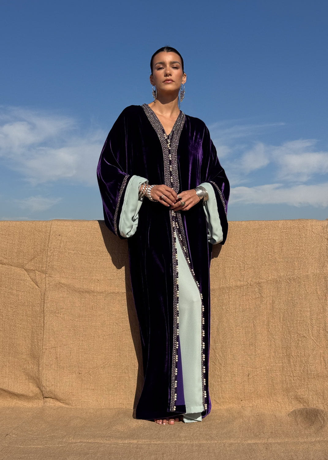 NASSIMA TWO-PIECE SILK VELVET KAFTAN
