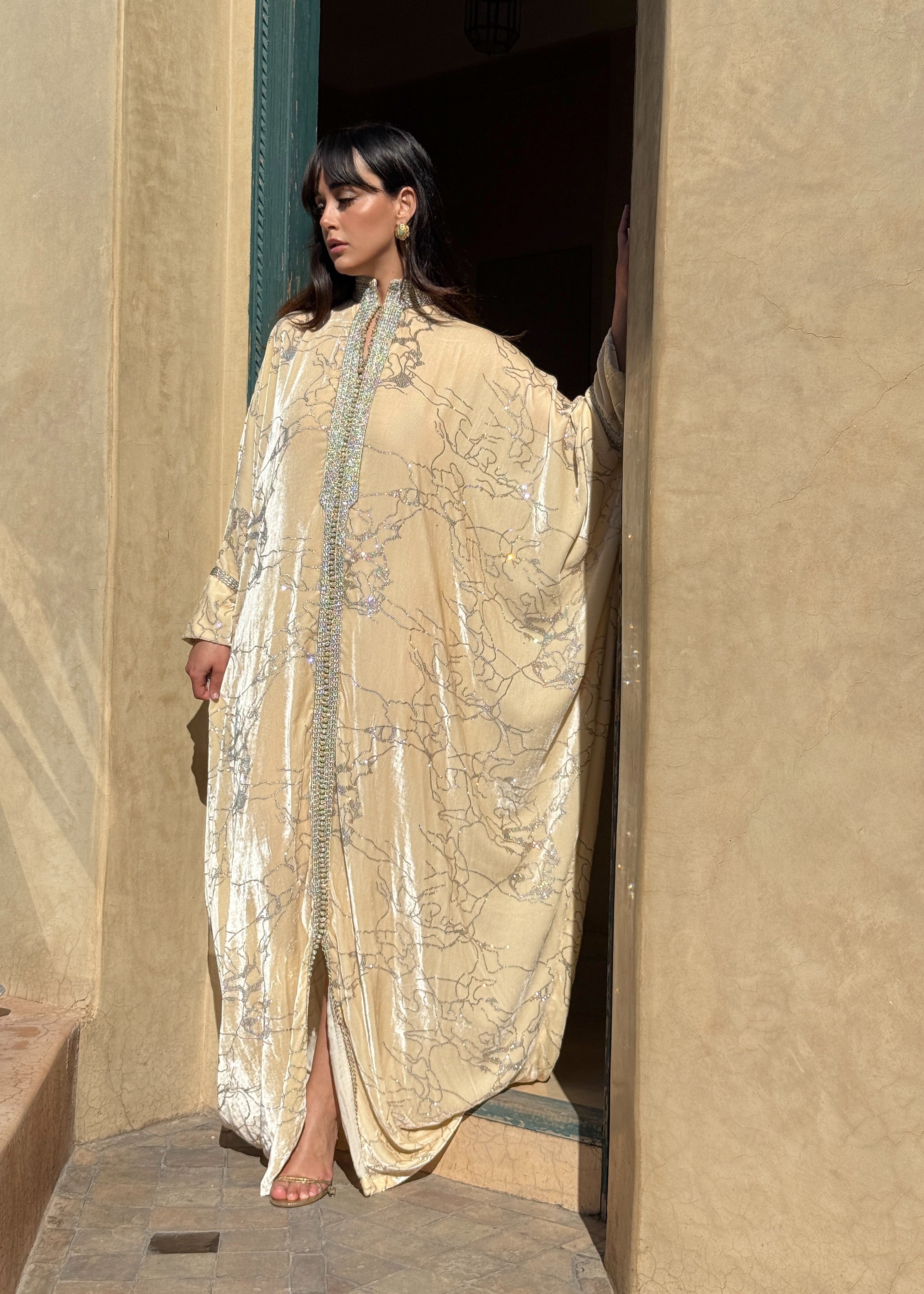 ZWENA SILK VELVET KAFTAN