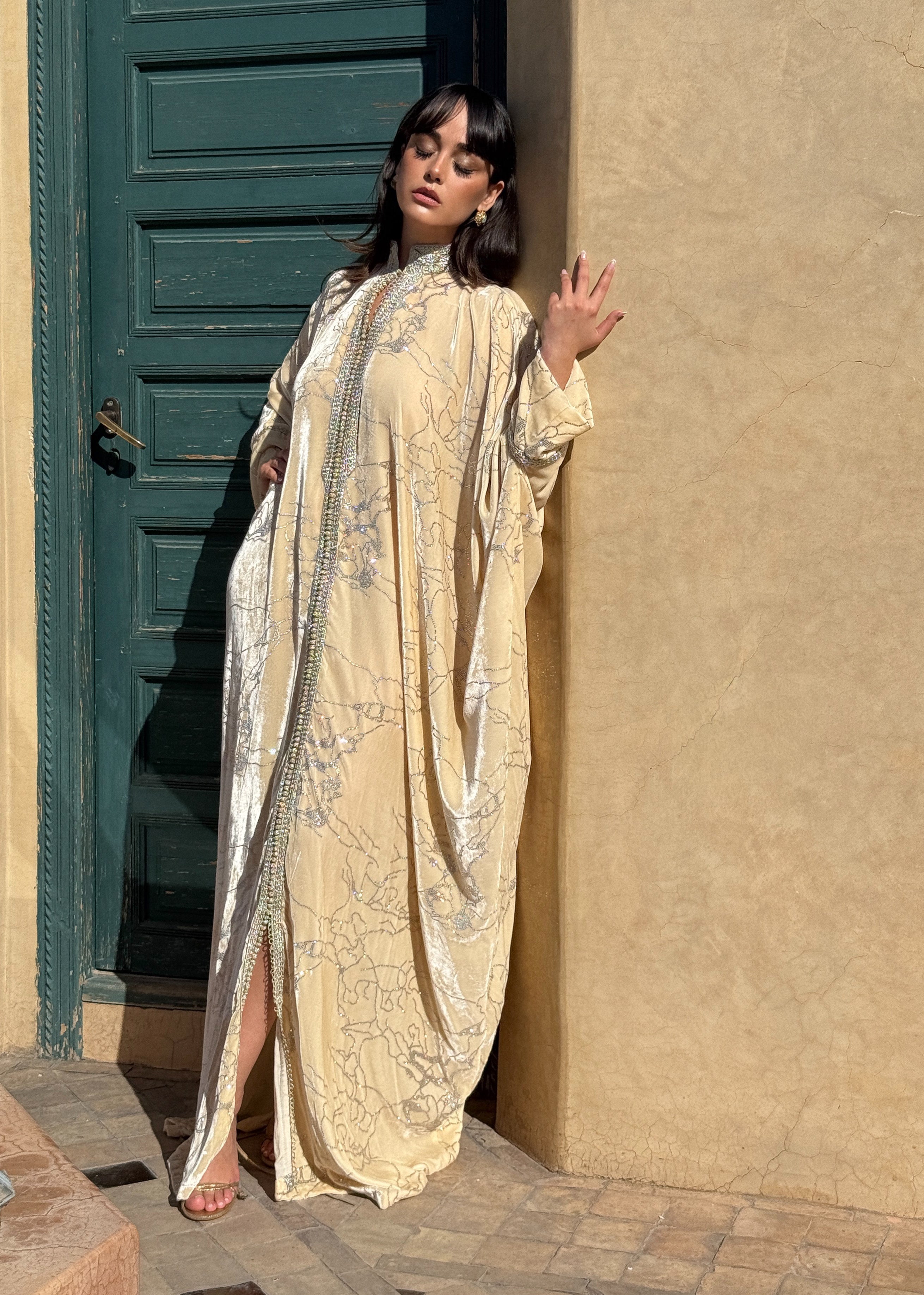 ZWENA SILK VELVET KAFTAN