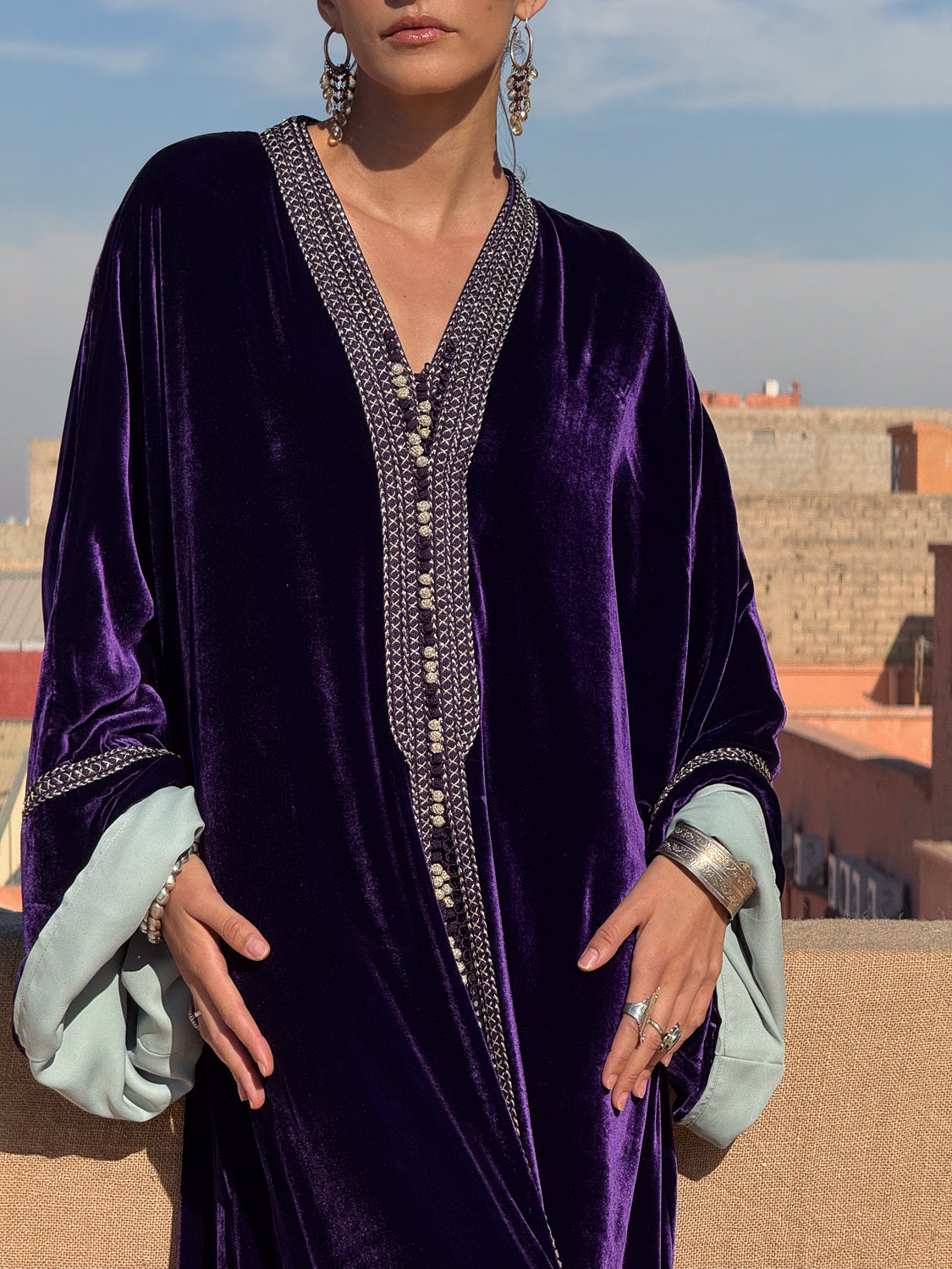 NASSIMA TWO-PIECE SILK VELVET KAFTAN