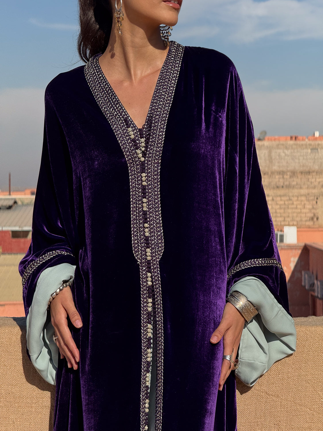 NASSIMA TWO-PIECE SILK VELVET KAFTAN