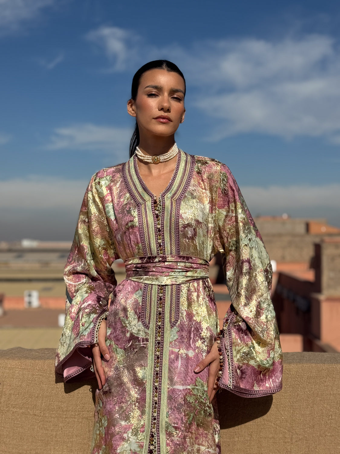 MAYSSA TWO-PIECE SILK KAFTAN