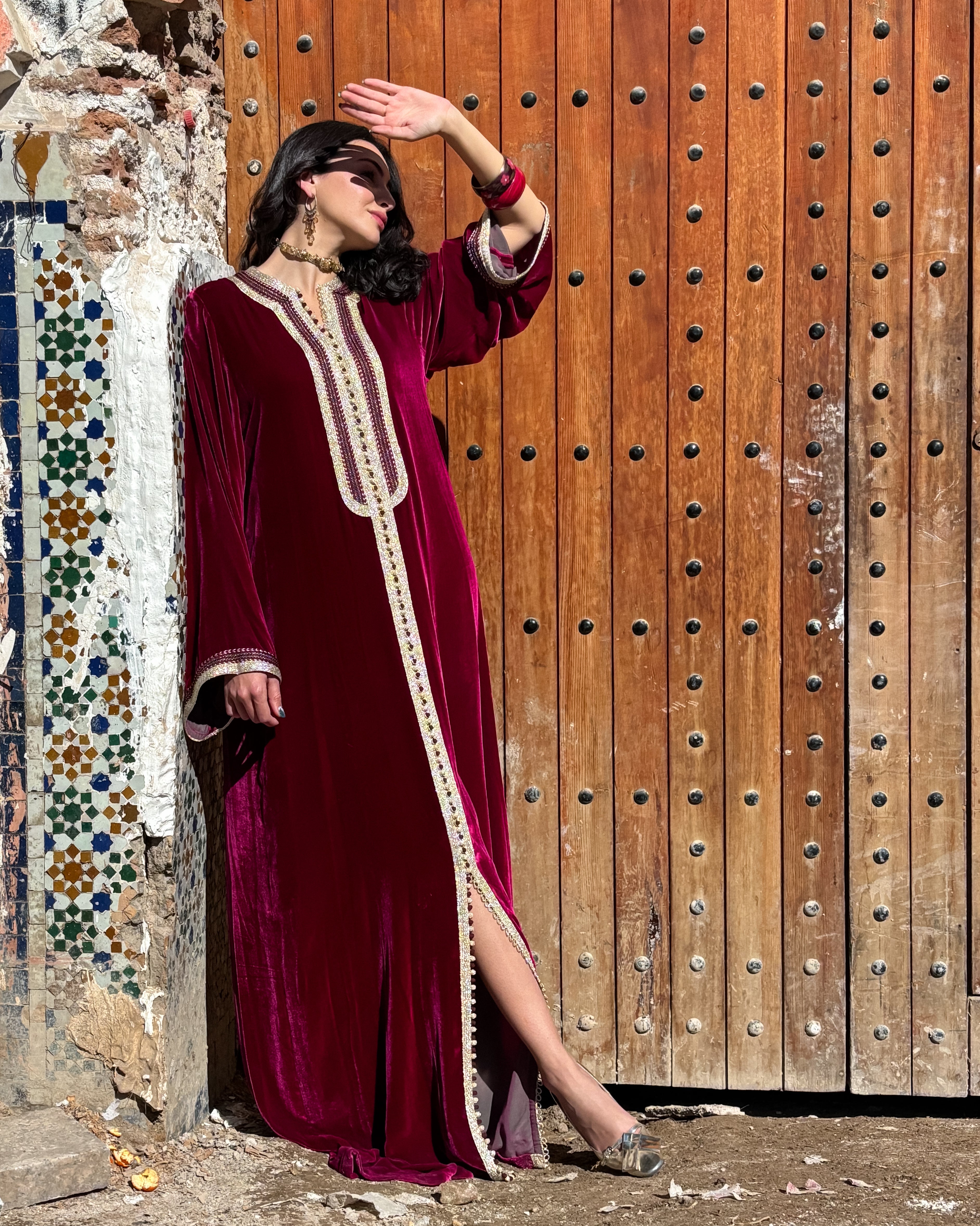 AMERA SILK VELVET KAFTAN