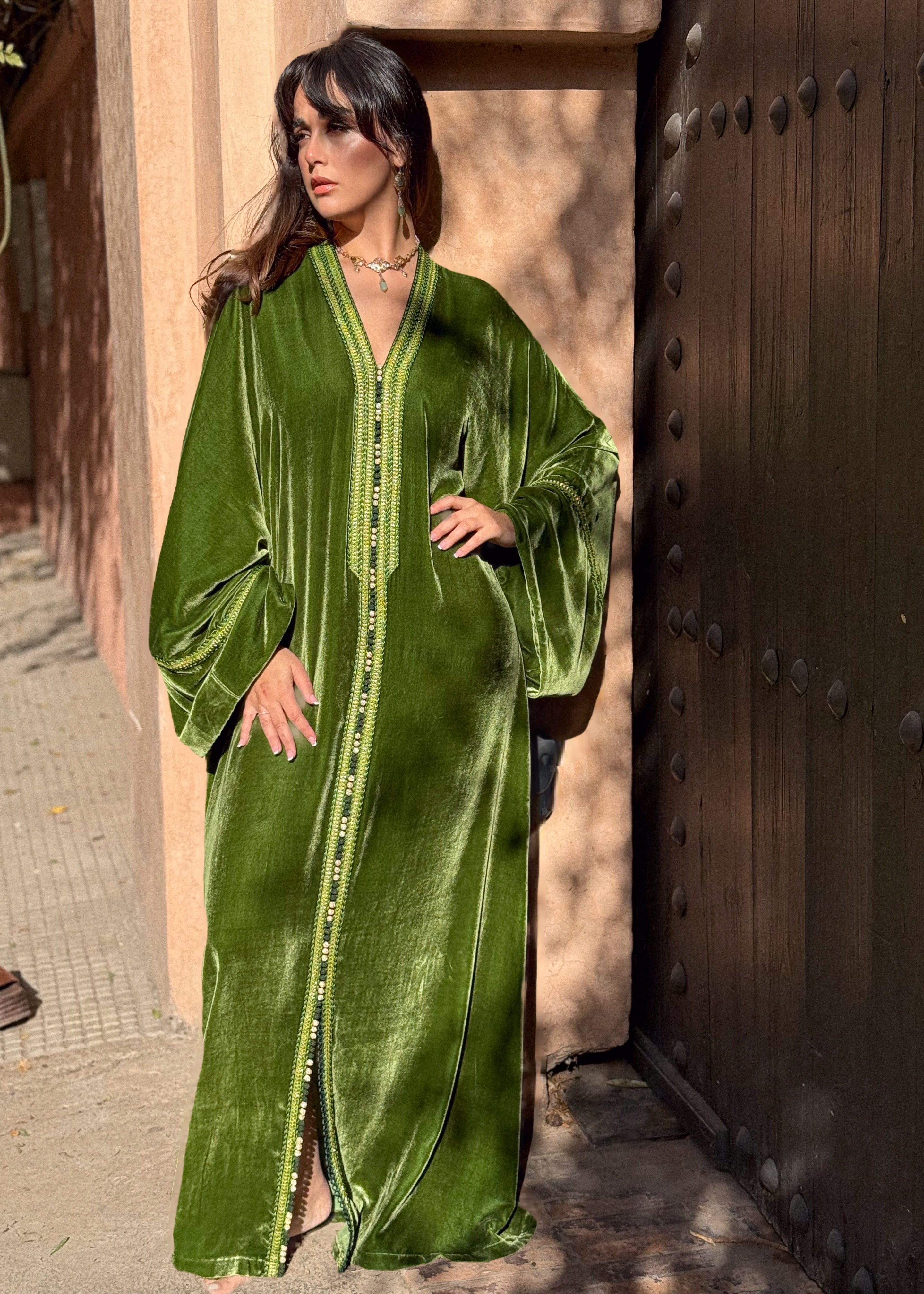 WISSAL SILK VELVET KAFTAN