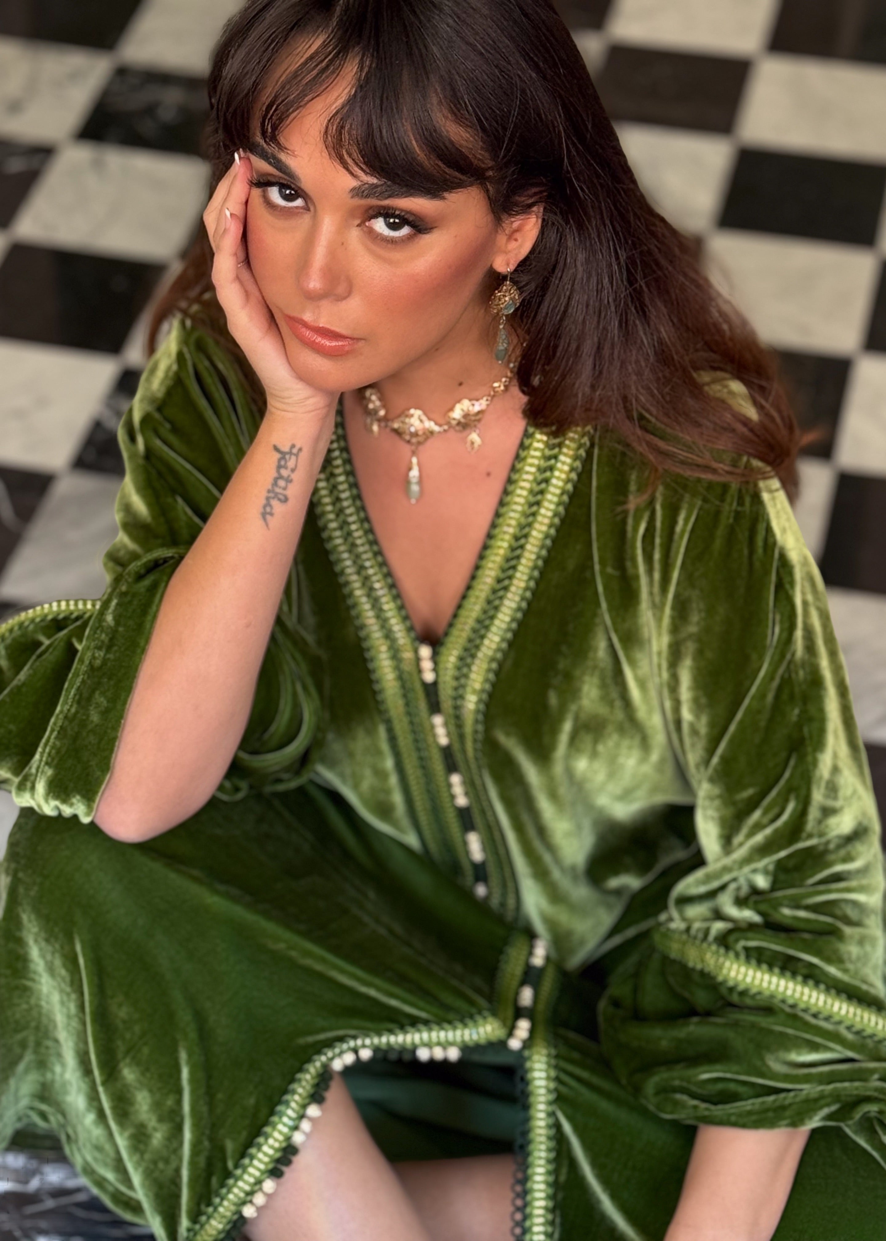 WISSAL SILK VELVET KAFTAN