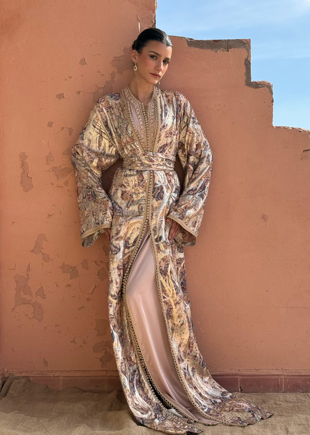 FOUZIA TWO-PIECE SILK KAFTAN