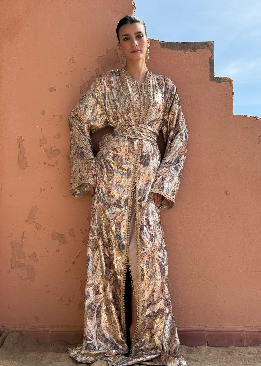 FOUZIA TWO-PIECE SILK KAFTAN