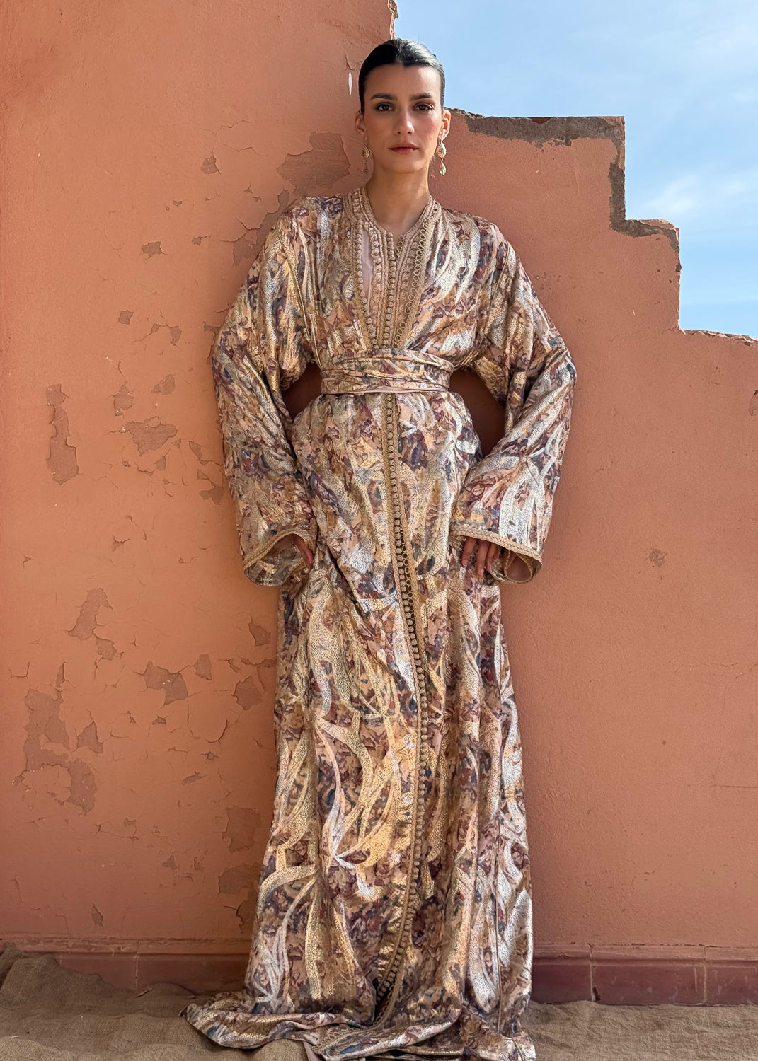 FOUZIA TWO-PIECE SILK KAFTAN