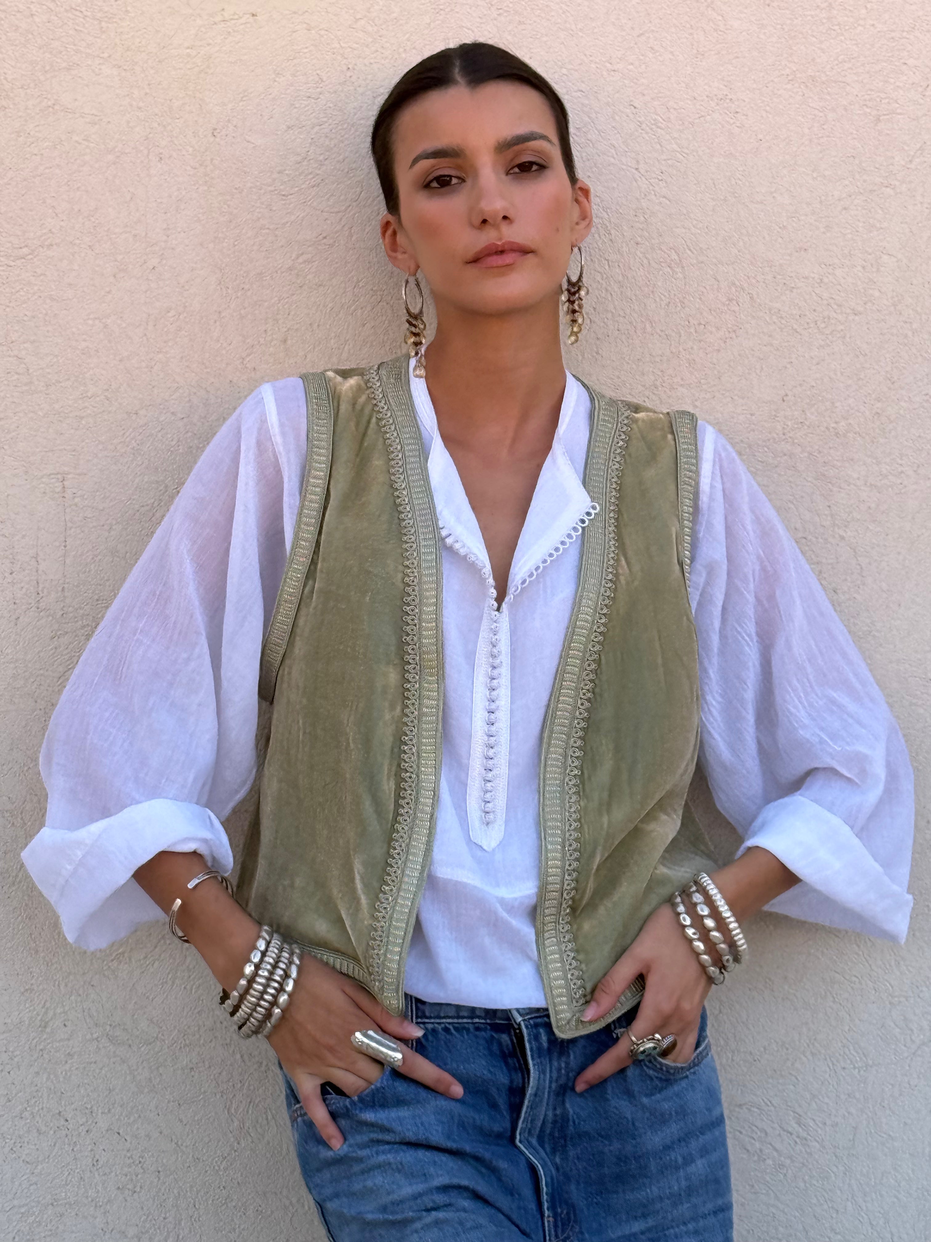 Amir Silk Velvet Gilet by Moroccan Touch
