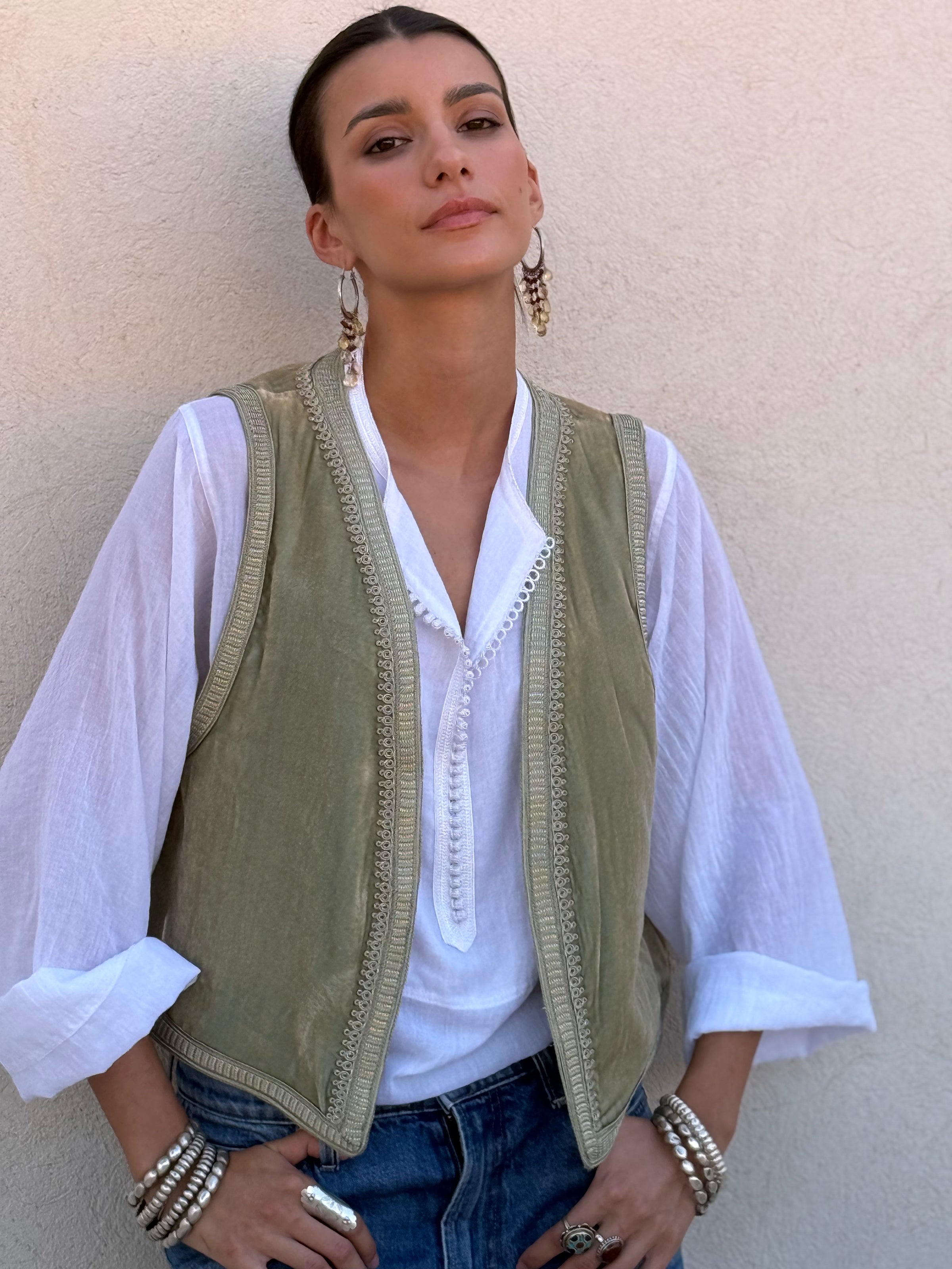 Amir Silk Velvet Gilet by Moroccan Touch