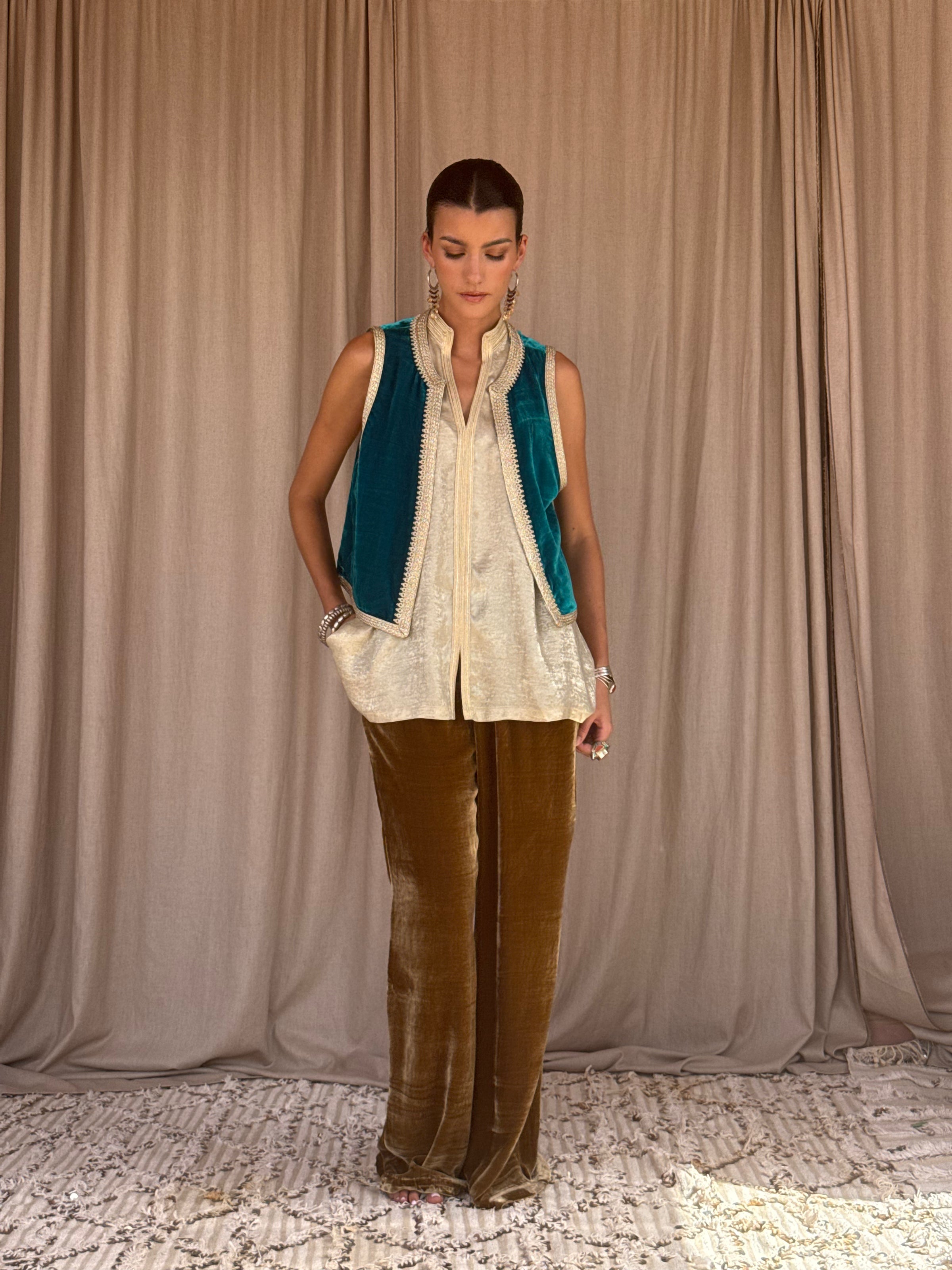 Atyaf Silk Velvet Gilet by Moroccan Touch