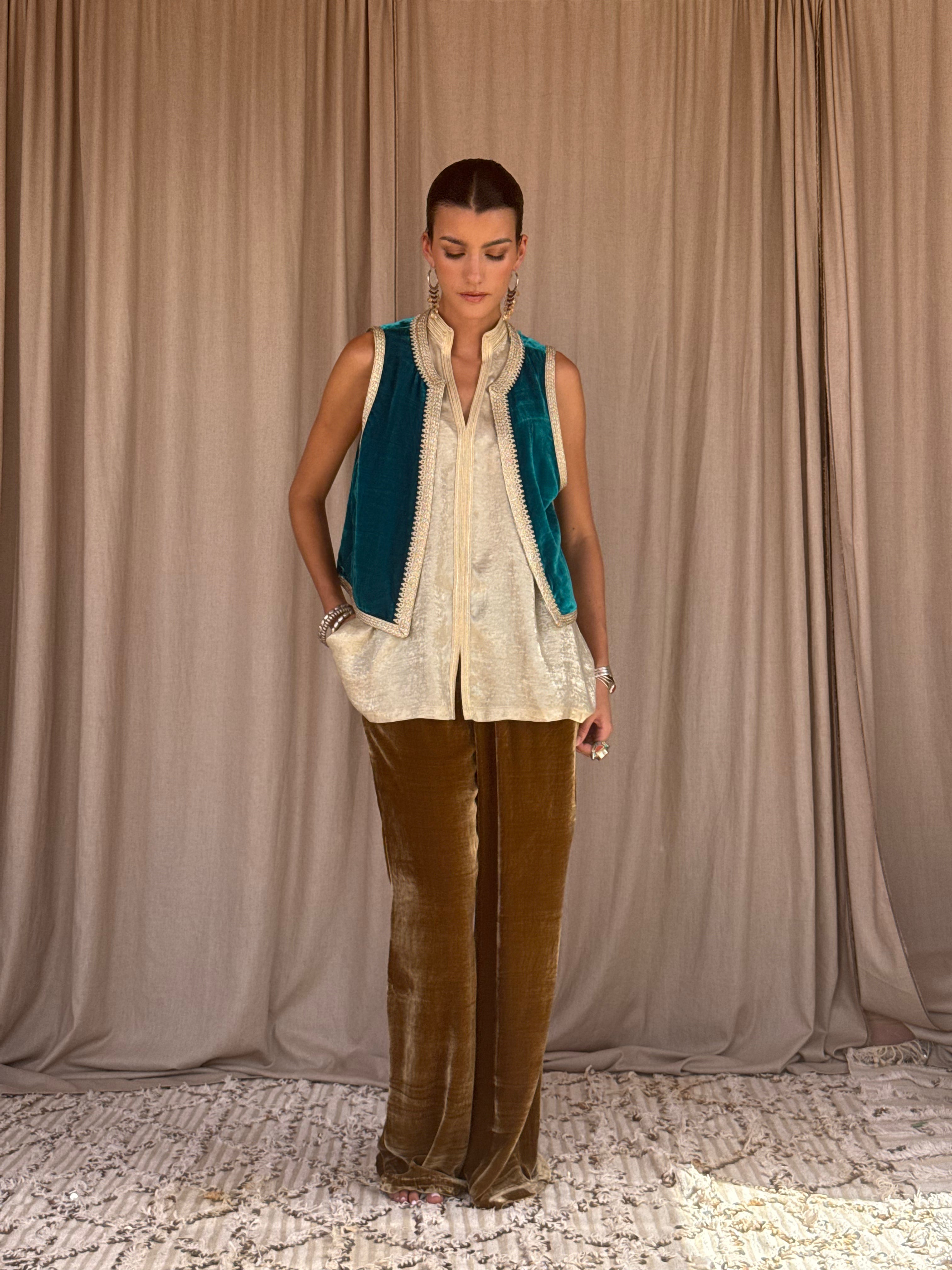Atyaf Silk Velvet Gilet by Moroccan Touch