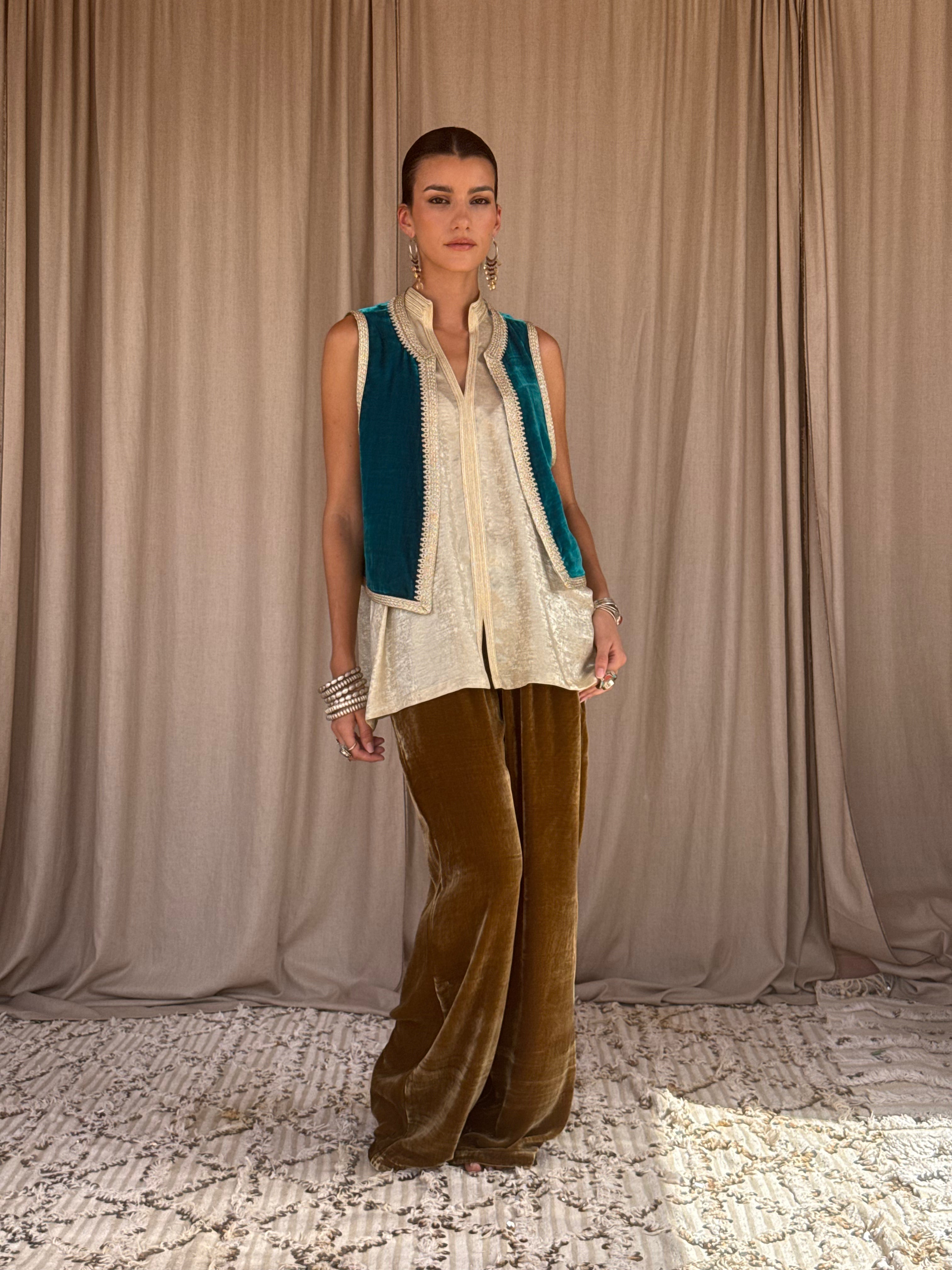 Atyaf Silk Velvet Gilet by Moroccan Touch