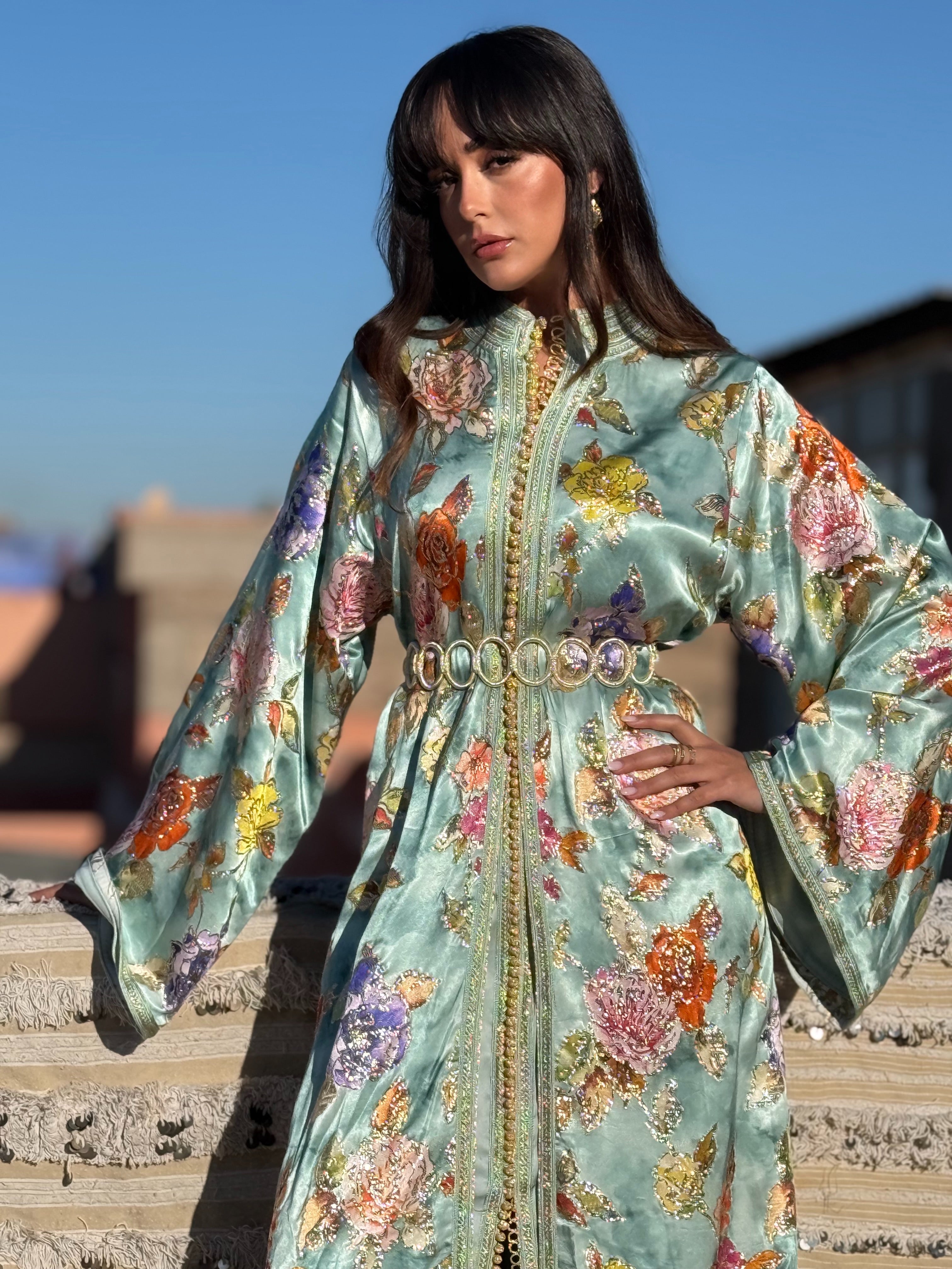 RAWABI TWO-PIECE SILK KAFTAN