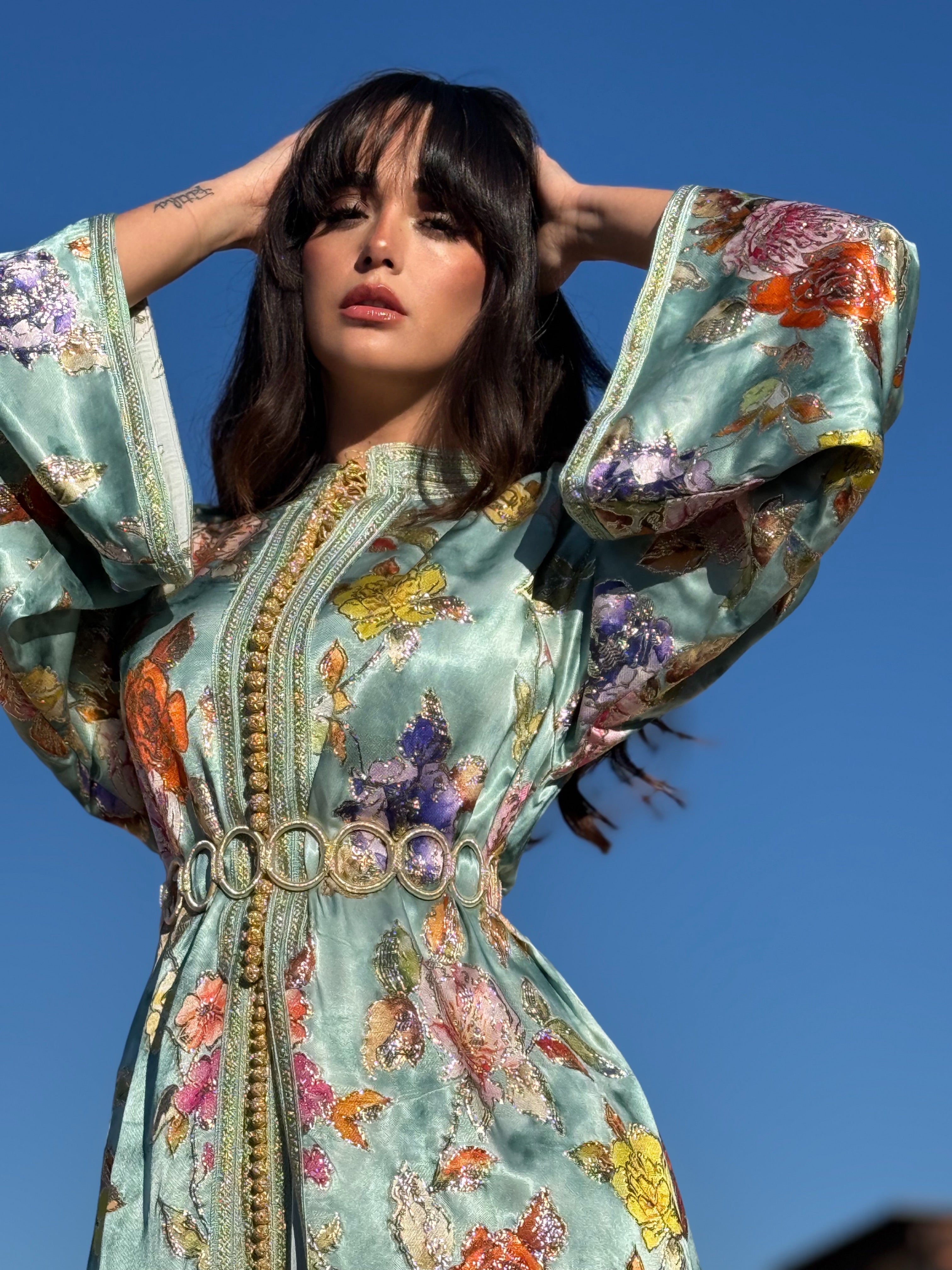 RAWABI TWO-PIECE SILK KAFTAN