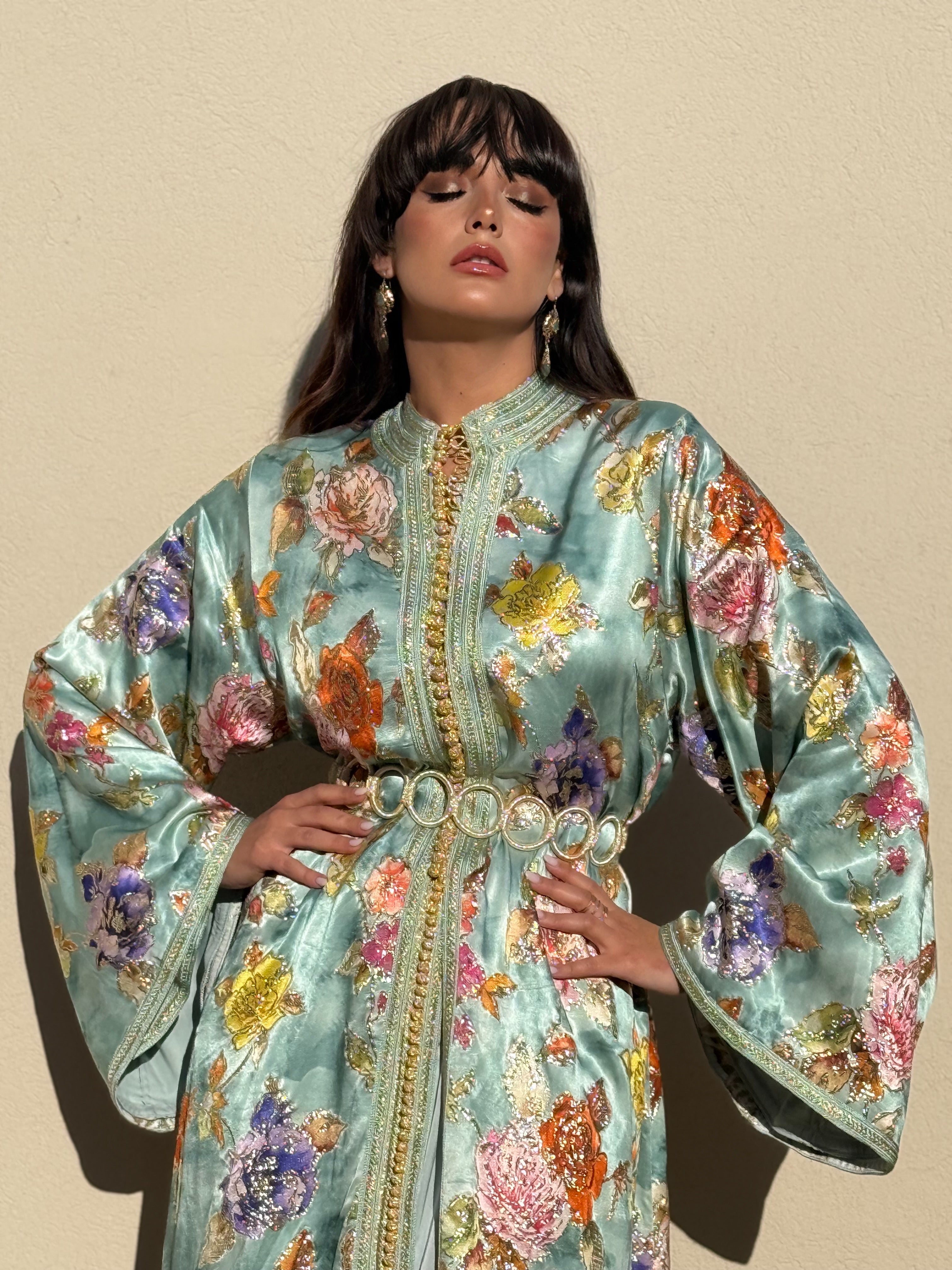 RAWABI TWO-PIECE SILK KAFTAN