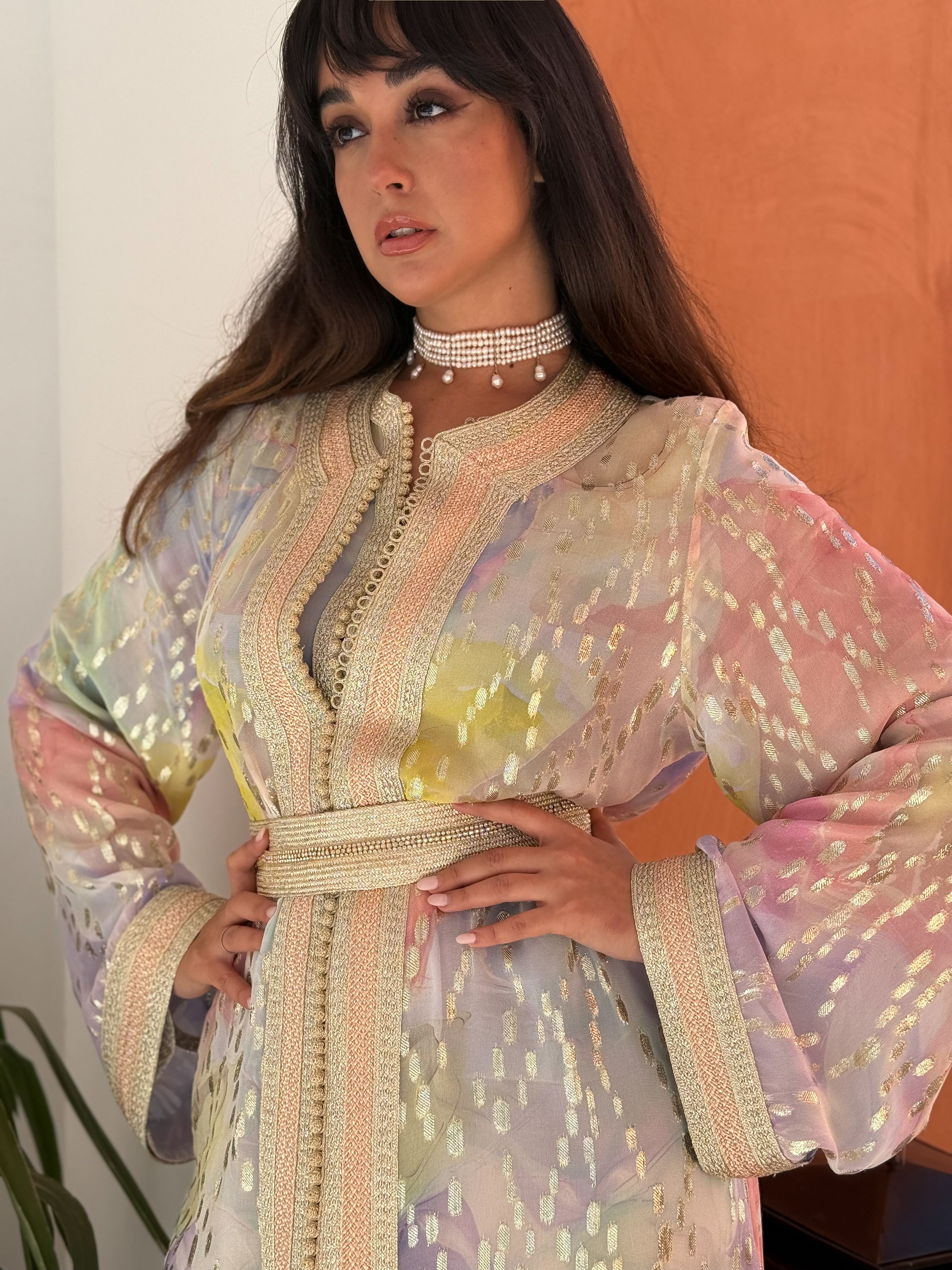 LAYALI PASTEL SILK KAFTAN