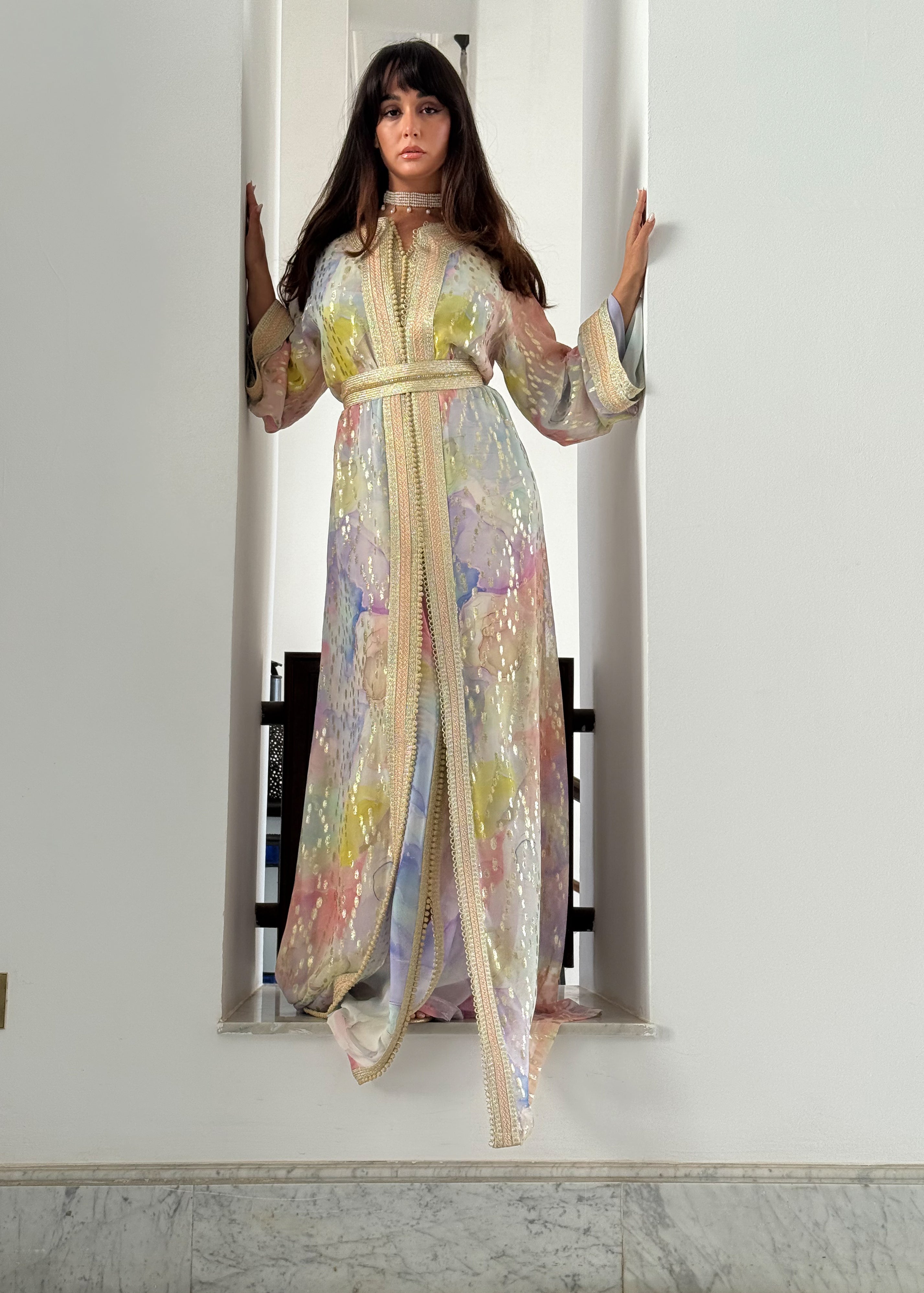 LAYALI PASTEL SILK KAFTAN