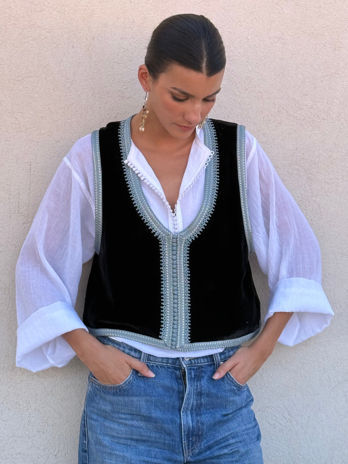 Jad Silk Velvet Gilet by Moroccan Touch