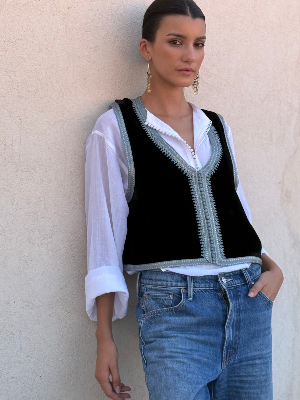 Jad Silk Velvet Gilet by Moroccan Touch