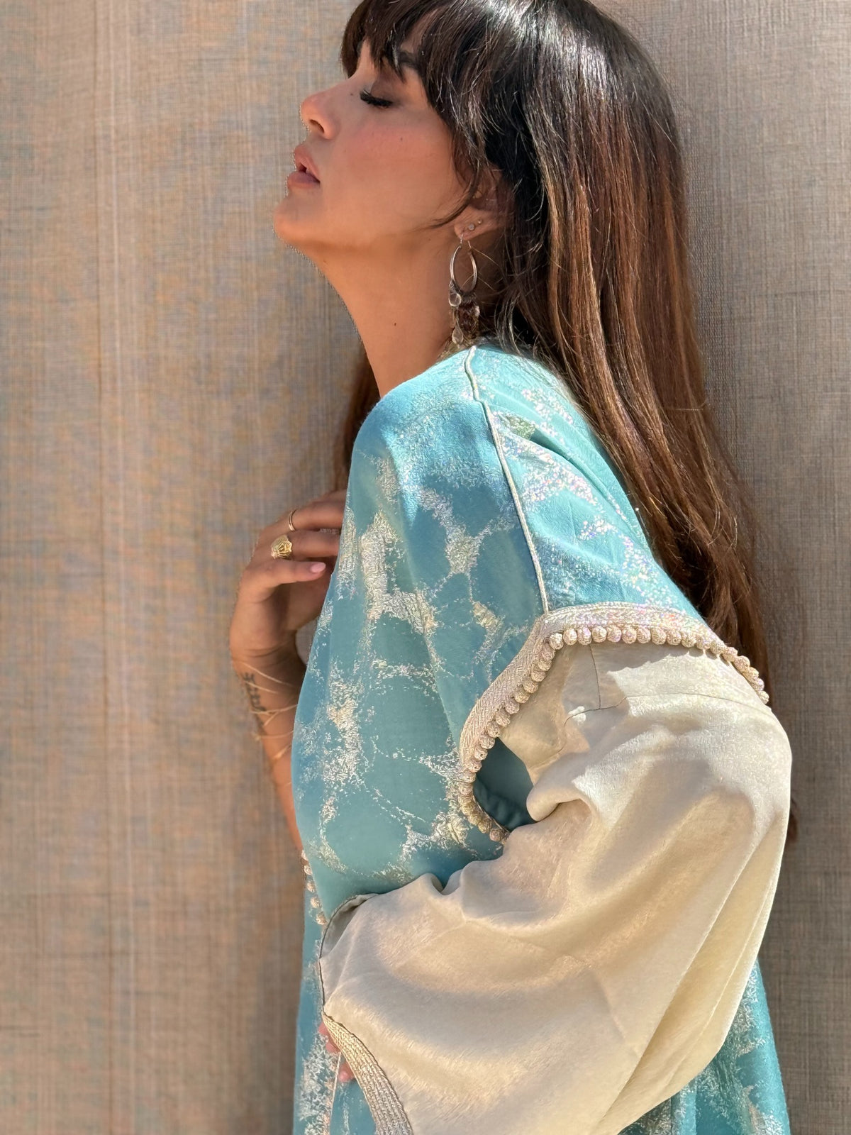 Loubna kaftan shoulder and sleeve detail