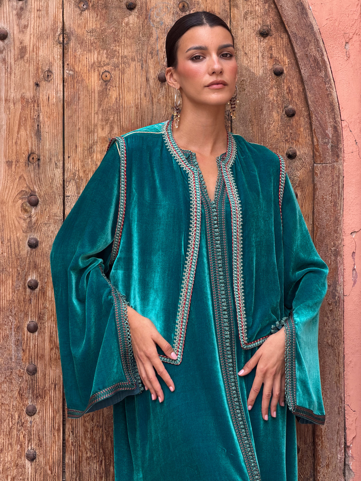 Baraa Silk Velvet Kaftan & Vest Set