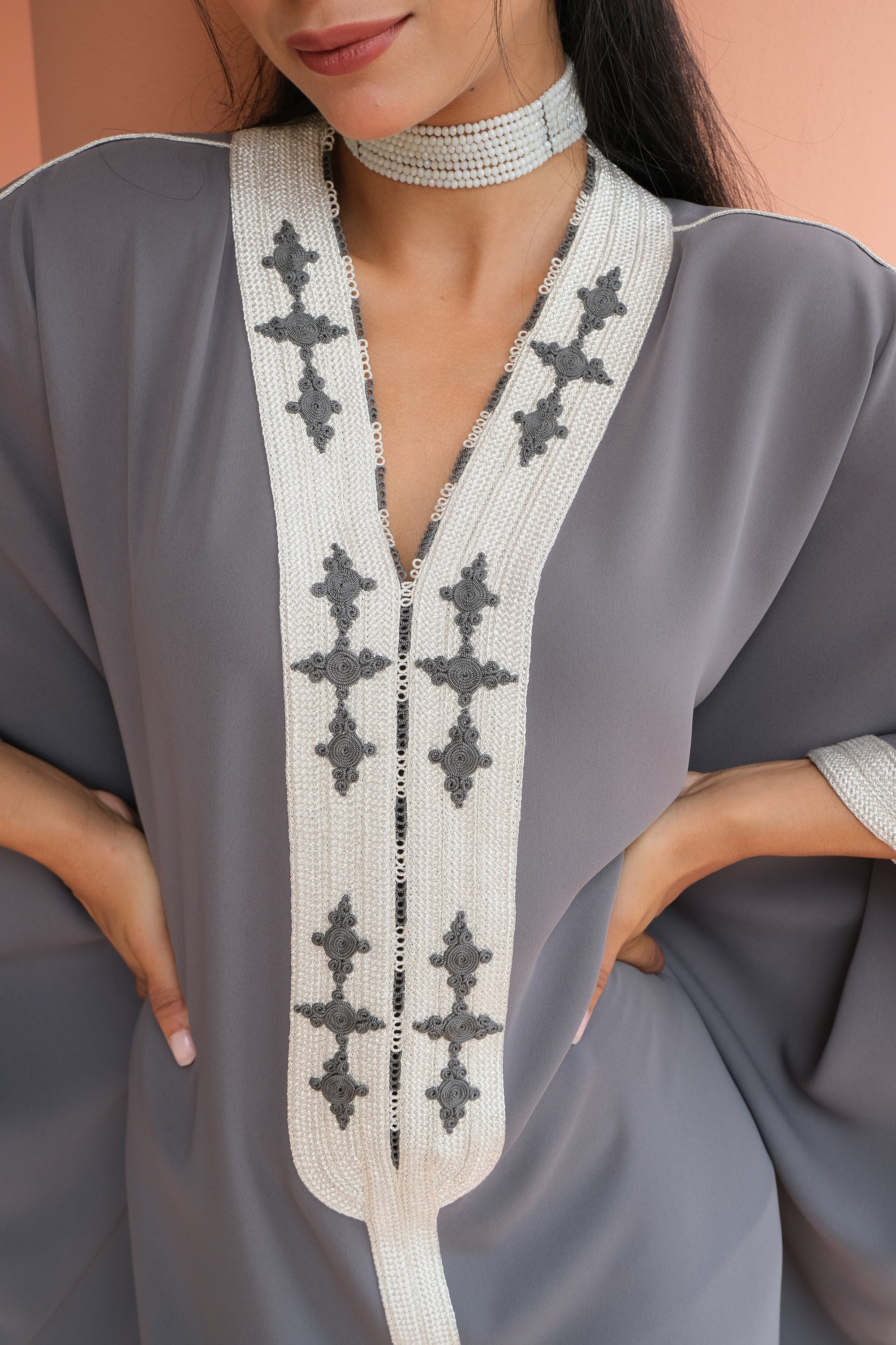 WADIA Oversized Kaftan with Hand-Embroidered Statement Neckline
