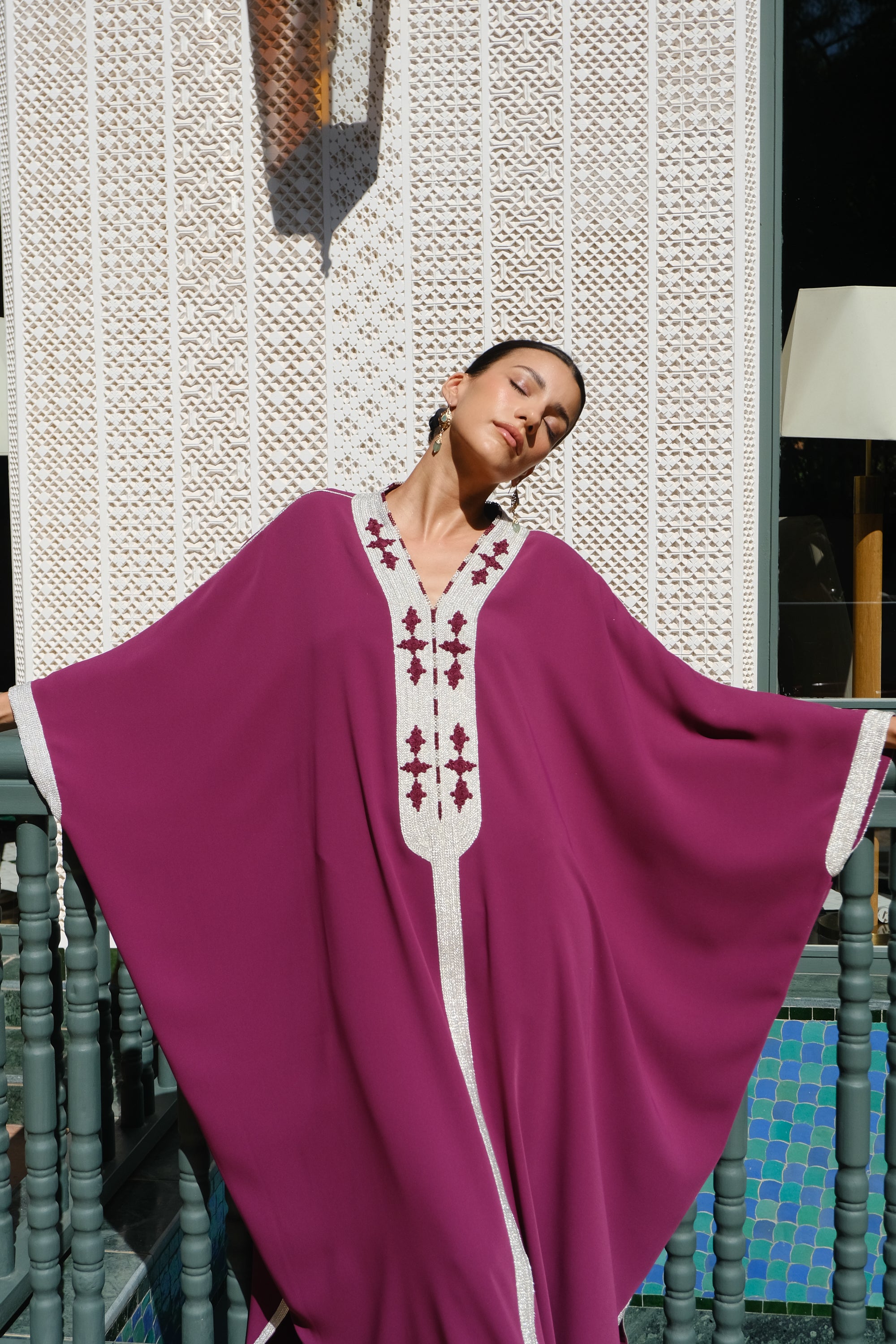 HAFSA Oversized Kaftan with Hand-Embroidered Statement Neckline Sale price