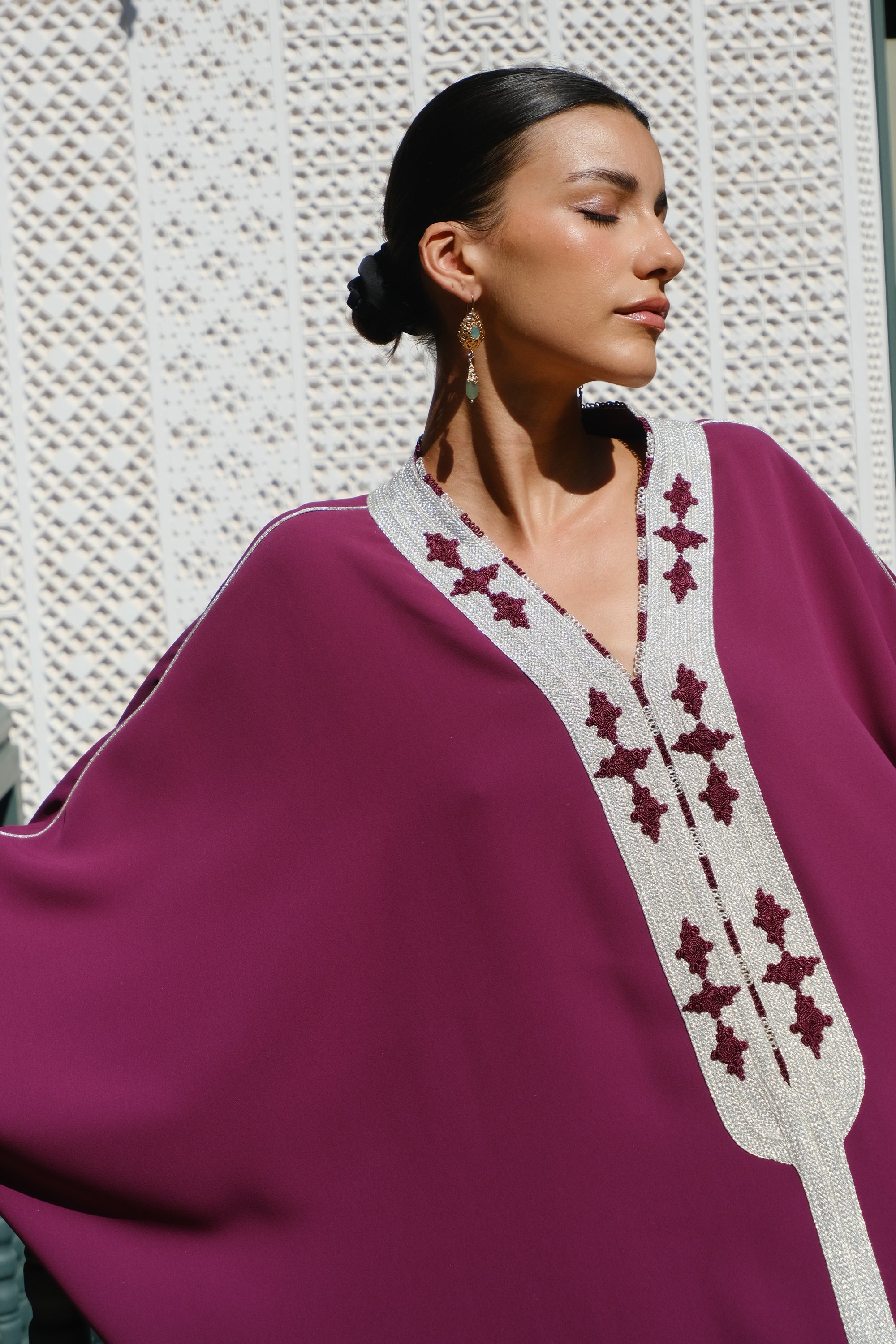 HAFSA Oversized Kaftan with Hand-Embroidered Statement Neckline Sale price