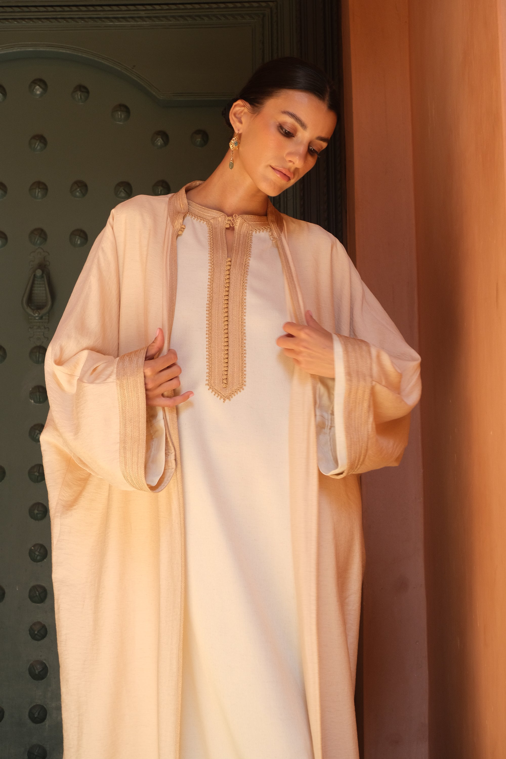 Ghader 2-Piece Linen Kaftan Set in Bicolor