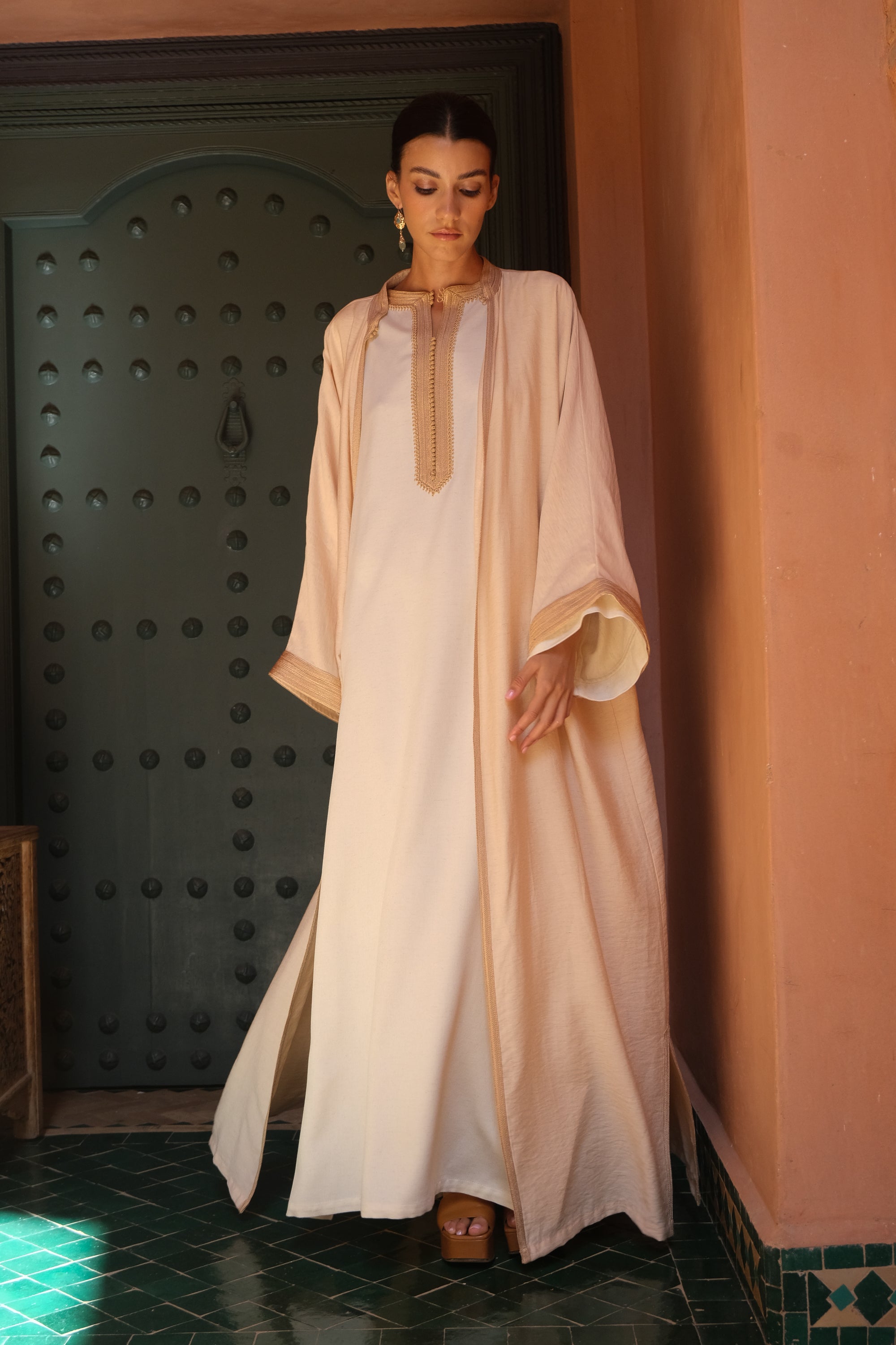 Ghader 2-Piece Linen Kaftan Set in Bicolor