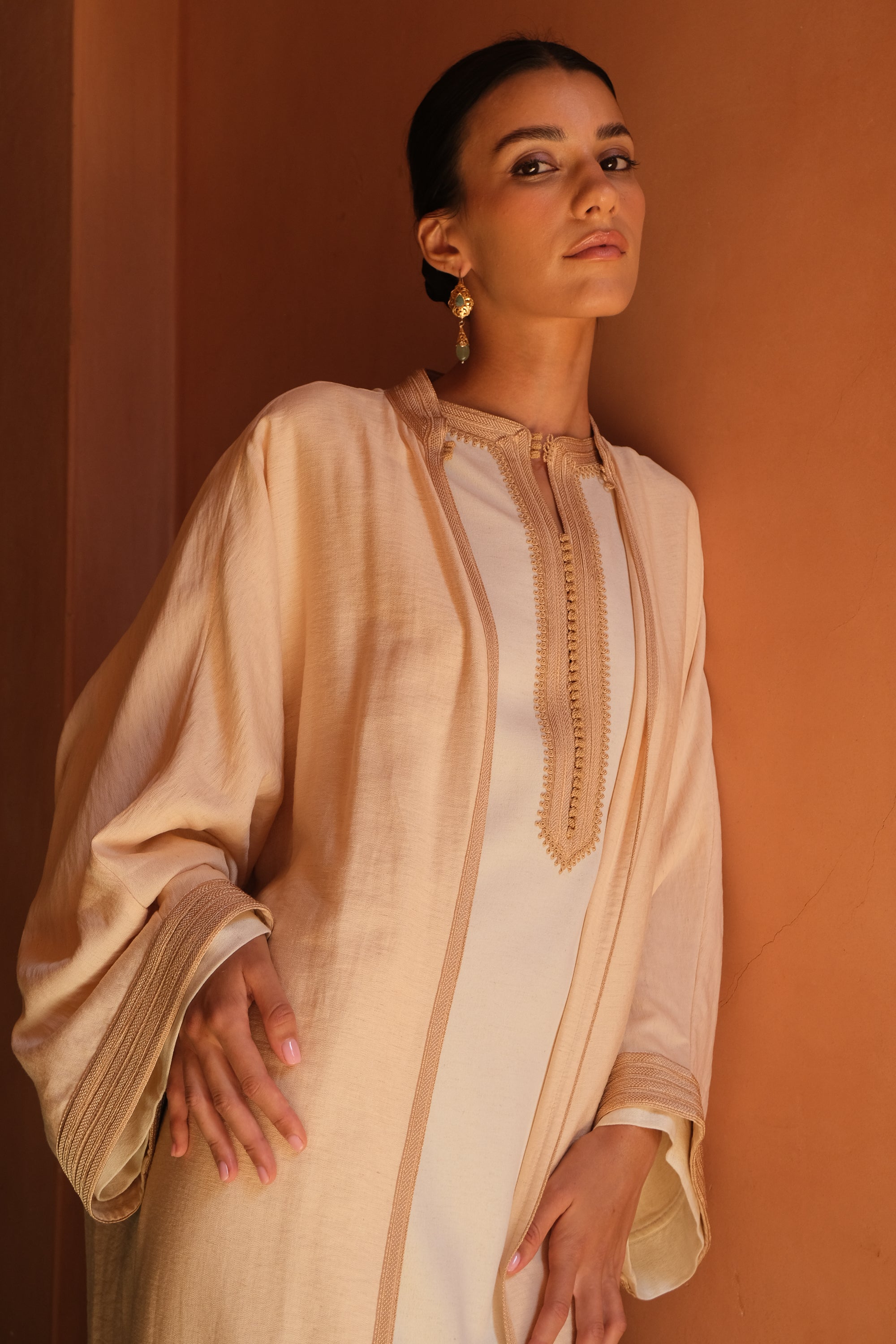 Ghader 2-Piece Linen Kaftan Set in Bicolor
