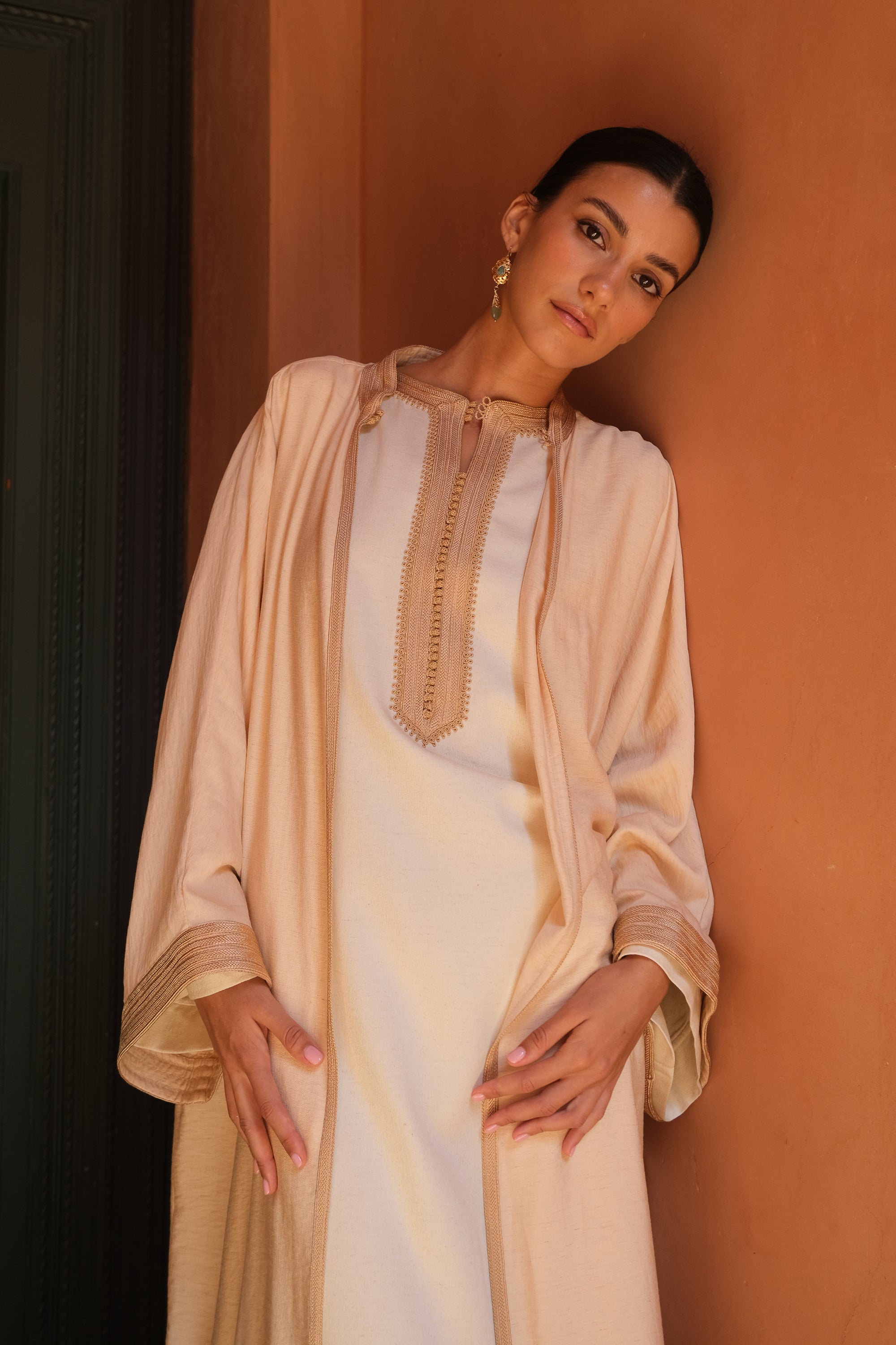 Ghader 2-Piece Linen Kaftan Set in Bicolor