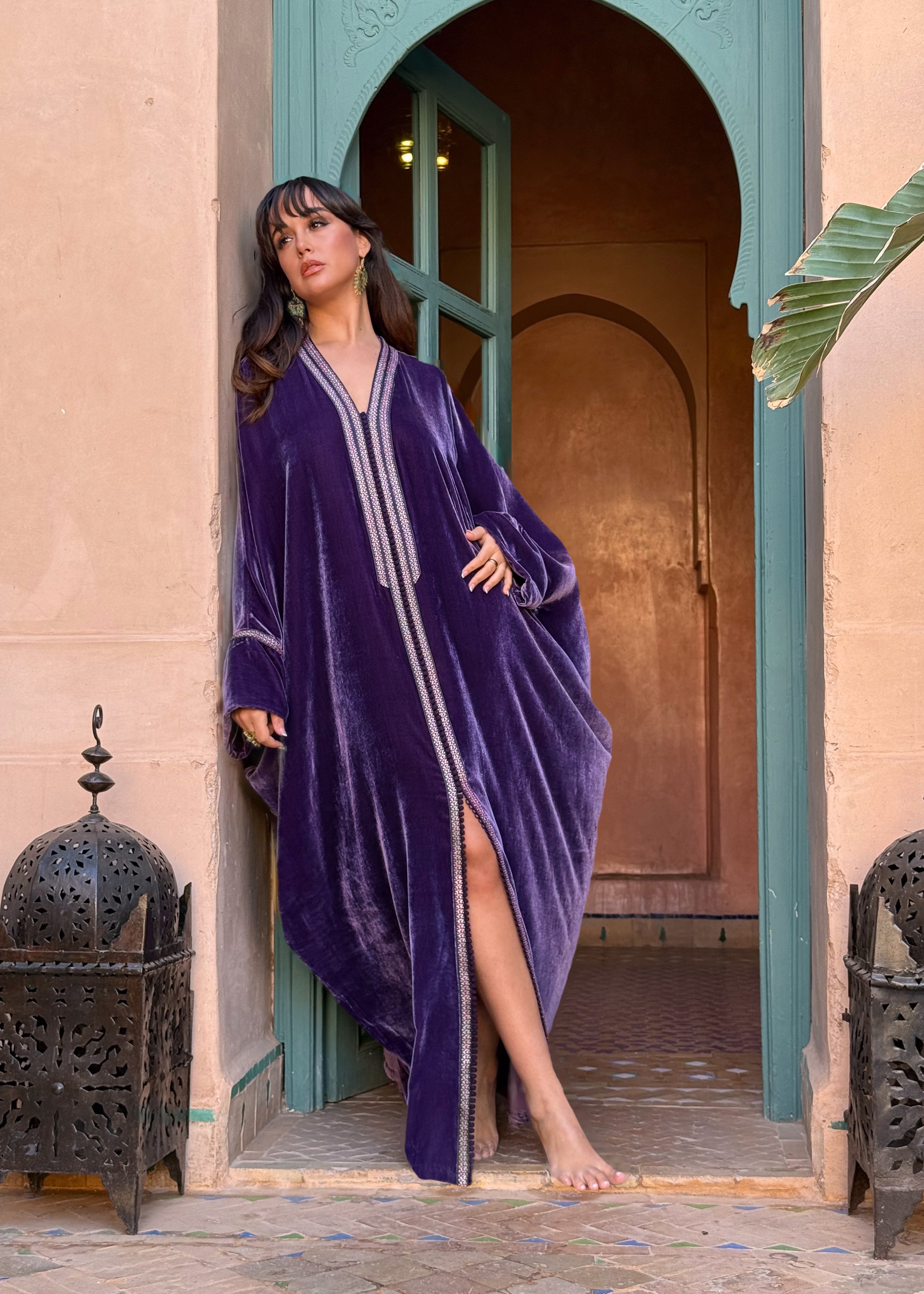 AMEL SILK VELVET KAFTAN