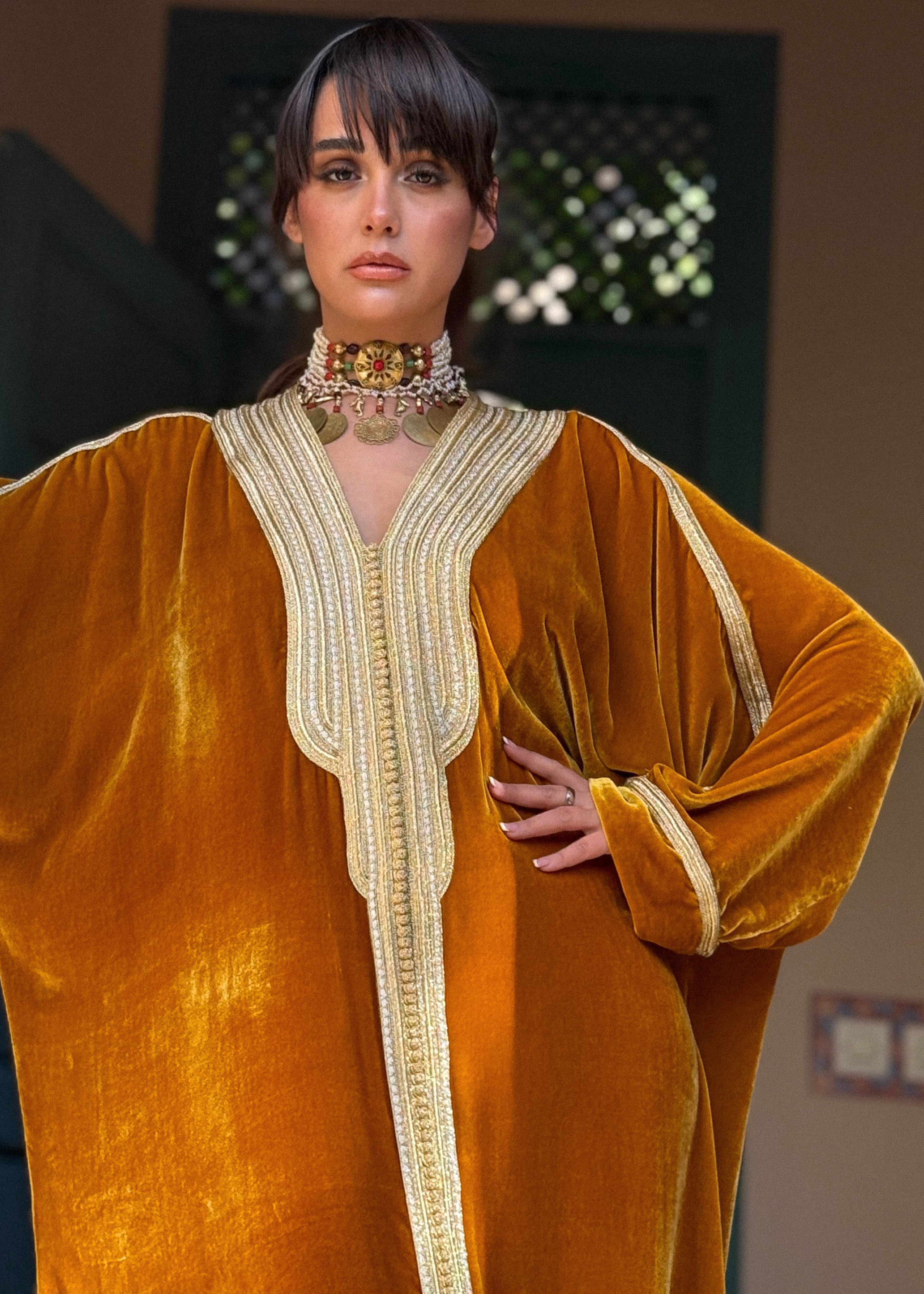 HABIBA SILK VELVET KAFTAN