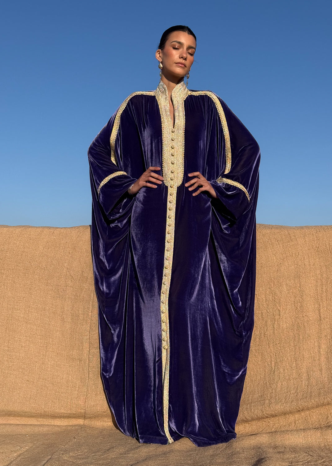 REEM SILK VELVET KAFTAN
