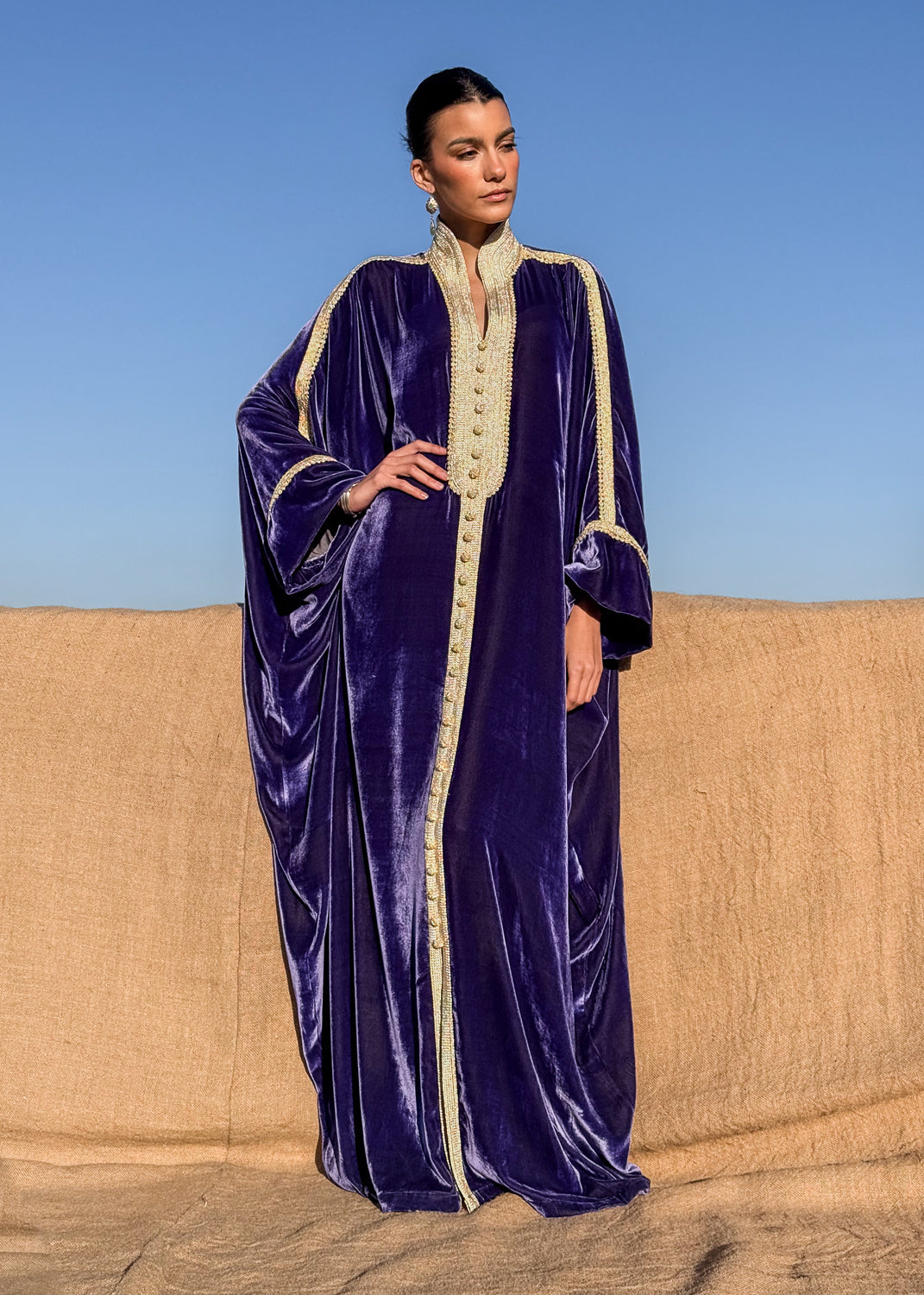 REEM SILK VELVET KAFTAN