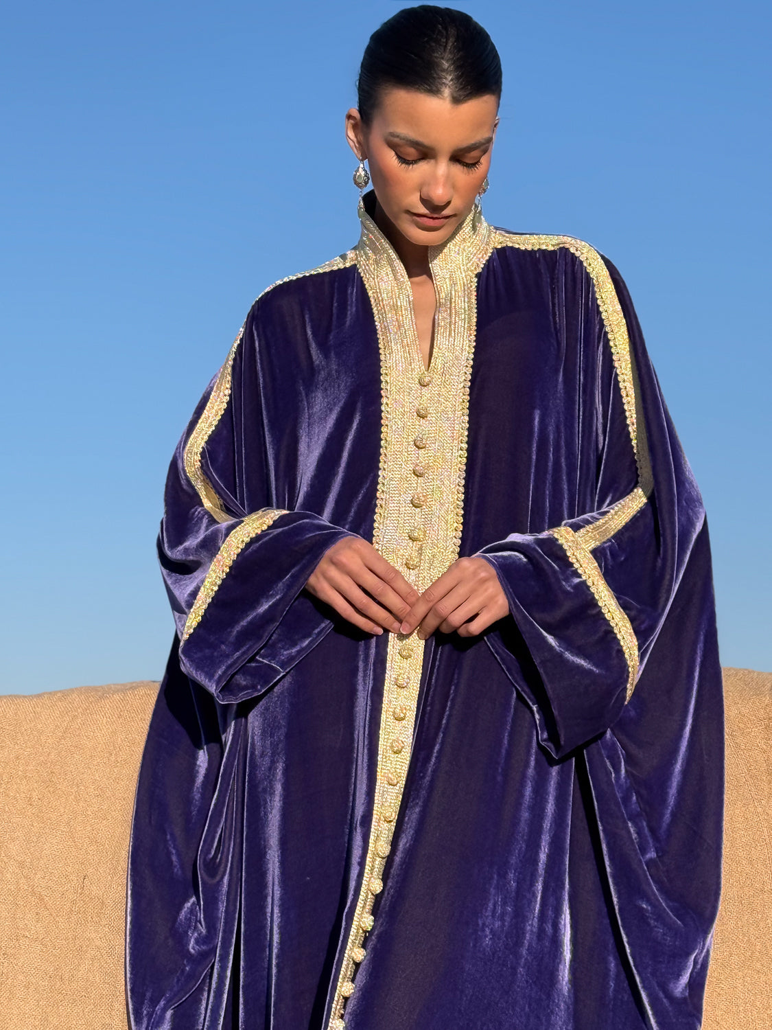 REEM SILK VELVET KAFTAN