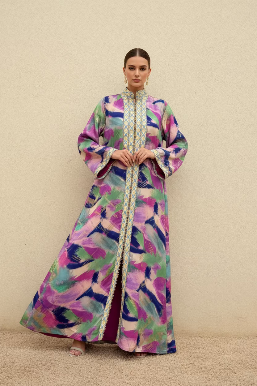 FARHANA TWO-PIECE SILK KAFTAN