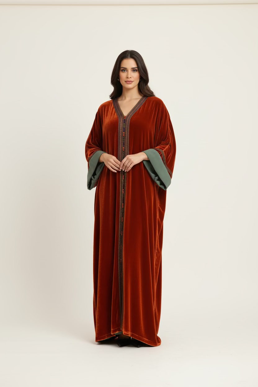 SALSAB TWO-PIECE SILK VELVET KAFTAN