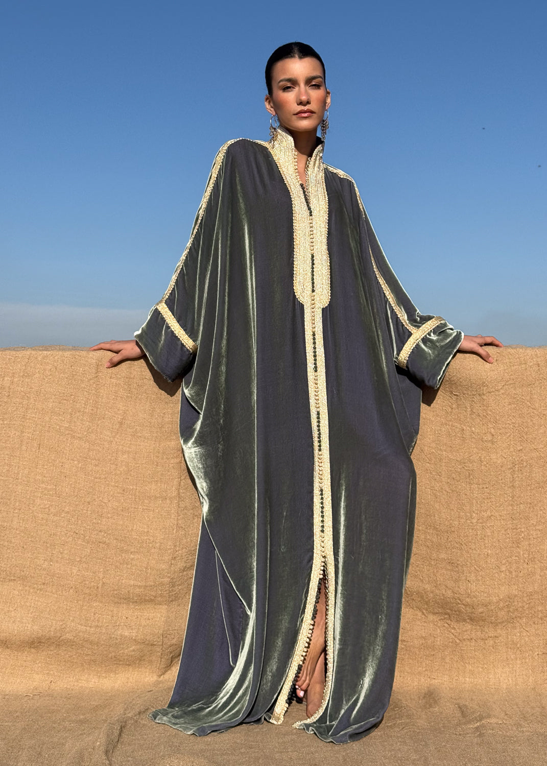 MONIRAH SILK VELVET KAFTAN