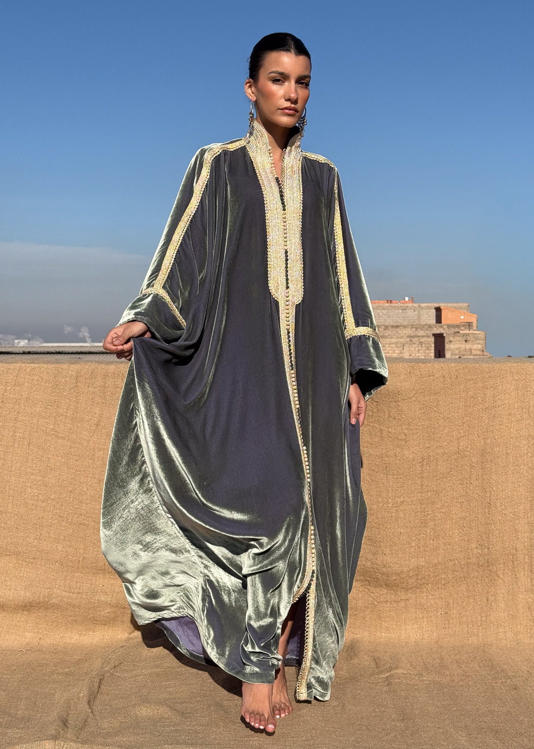 MONIRAH SILK VELVET KAFTAN
