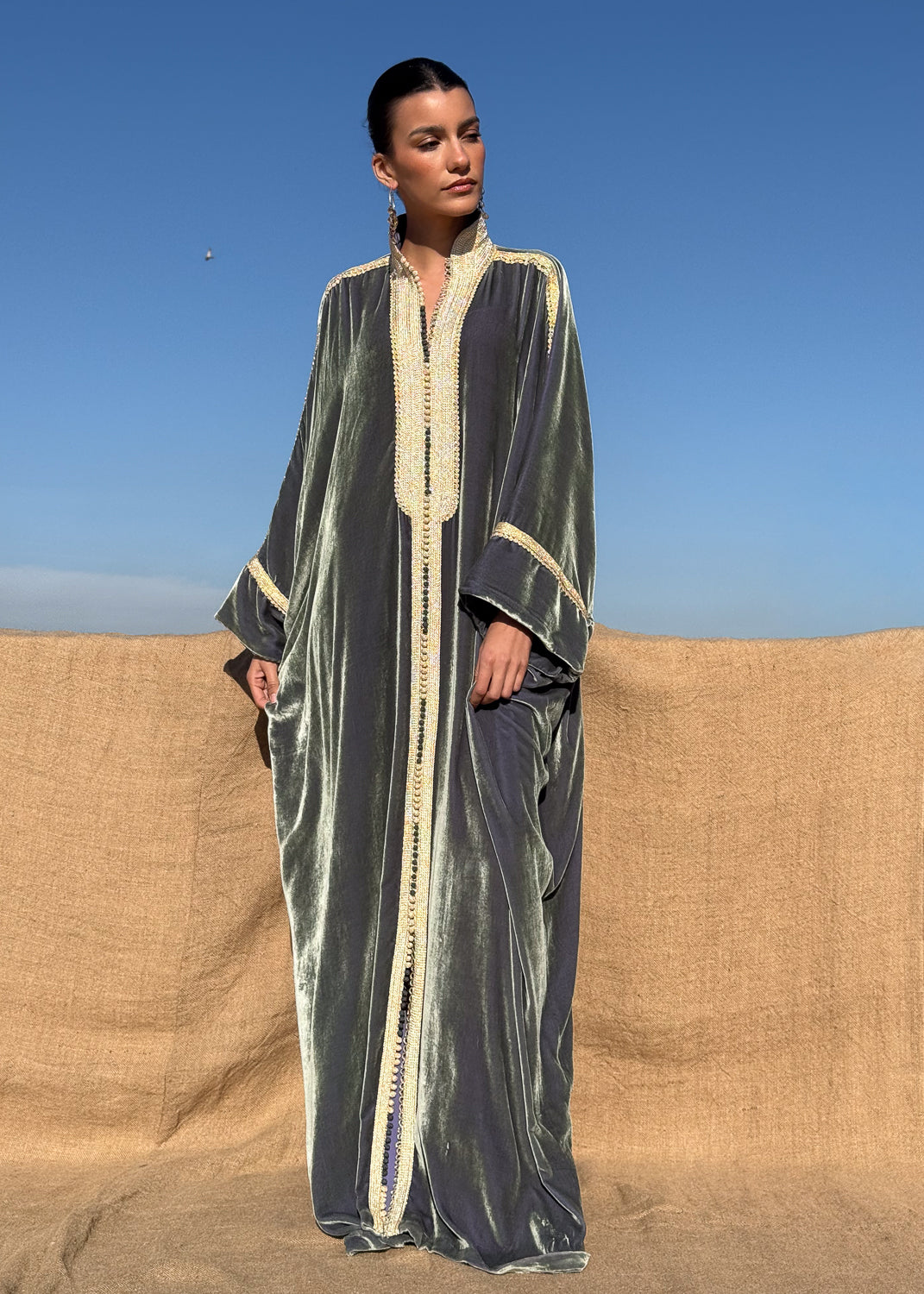 MONIRAH SILK VELVET KAFTAN