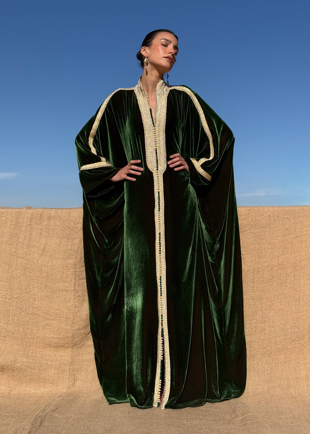 SHAIMA SILK VELVET KAFTAN