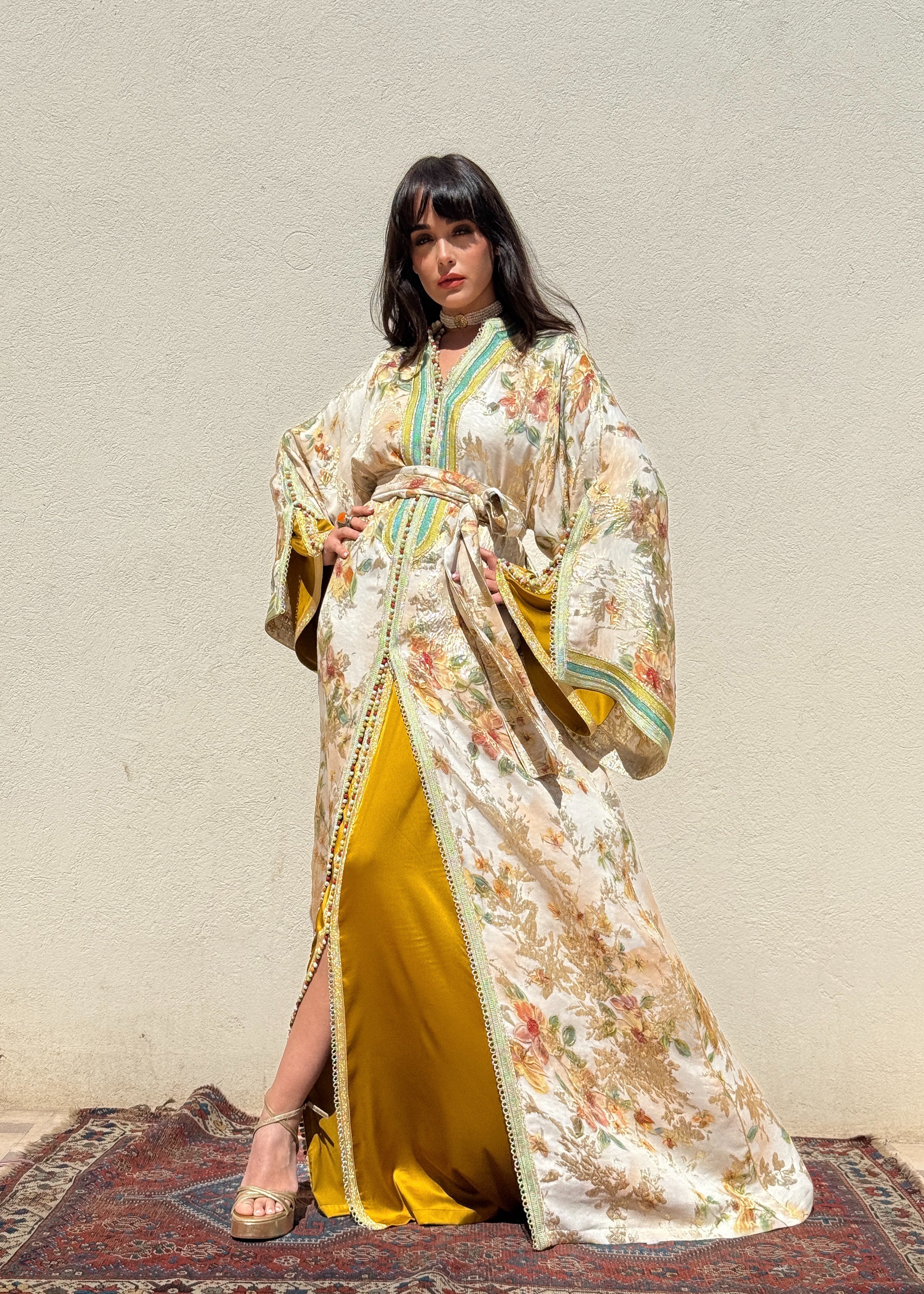 SALIME TWO-PIECE SILK KAFTAN