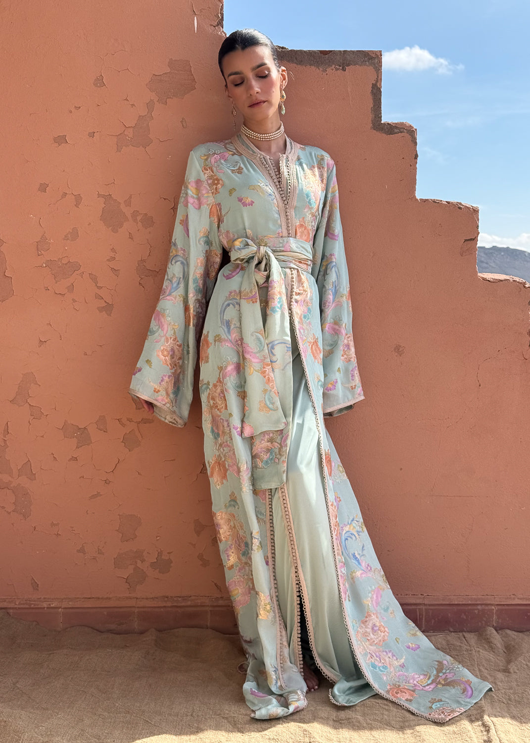 TOURAYA TWO-PIECE SILK KAFTAN