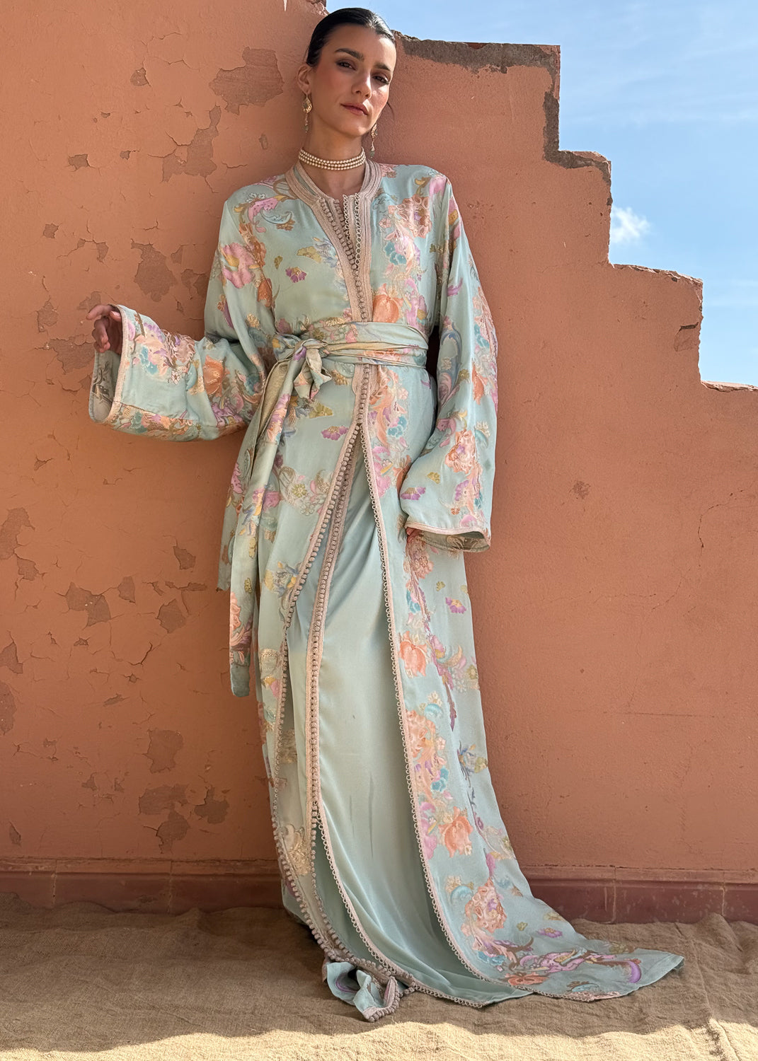 TOURAYA TWO-PIECE SILK KAFTAN